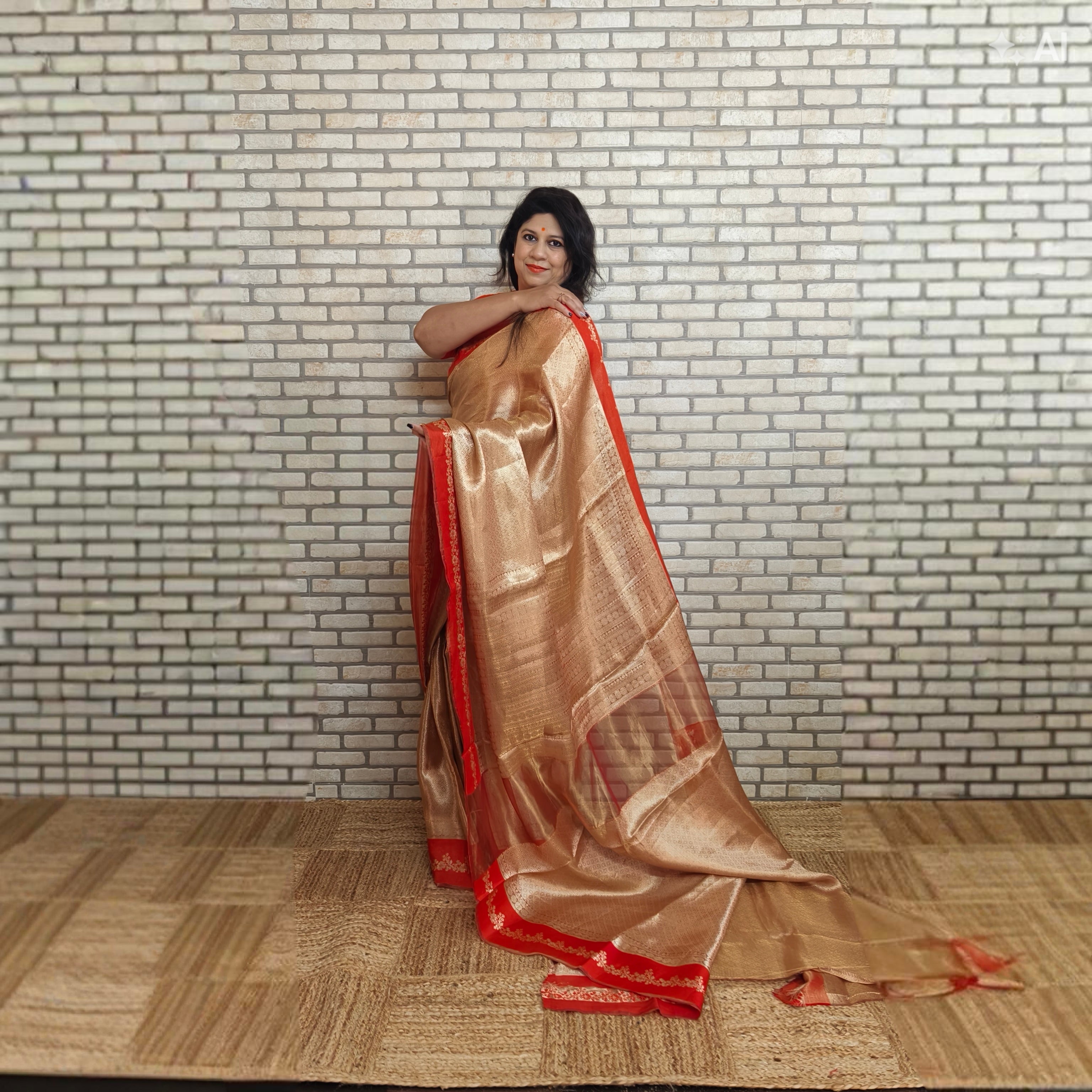 Golden Silk Tissue Saree
