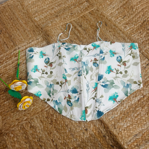 White casual printed corset with strings size 38