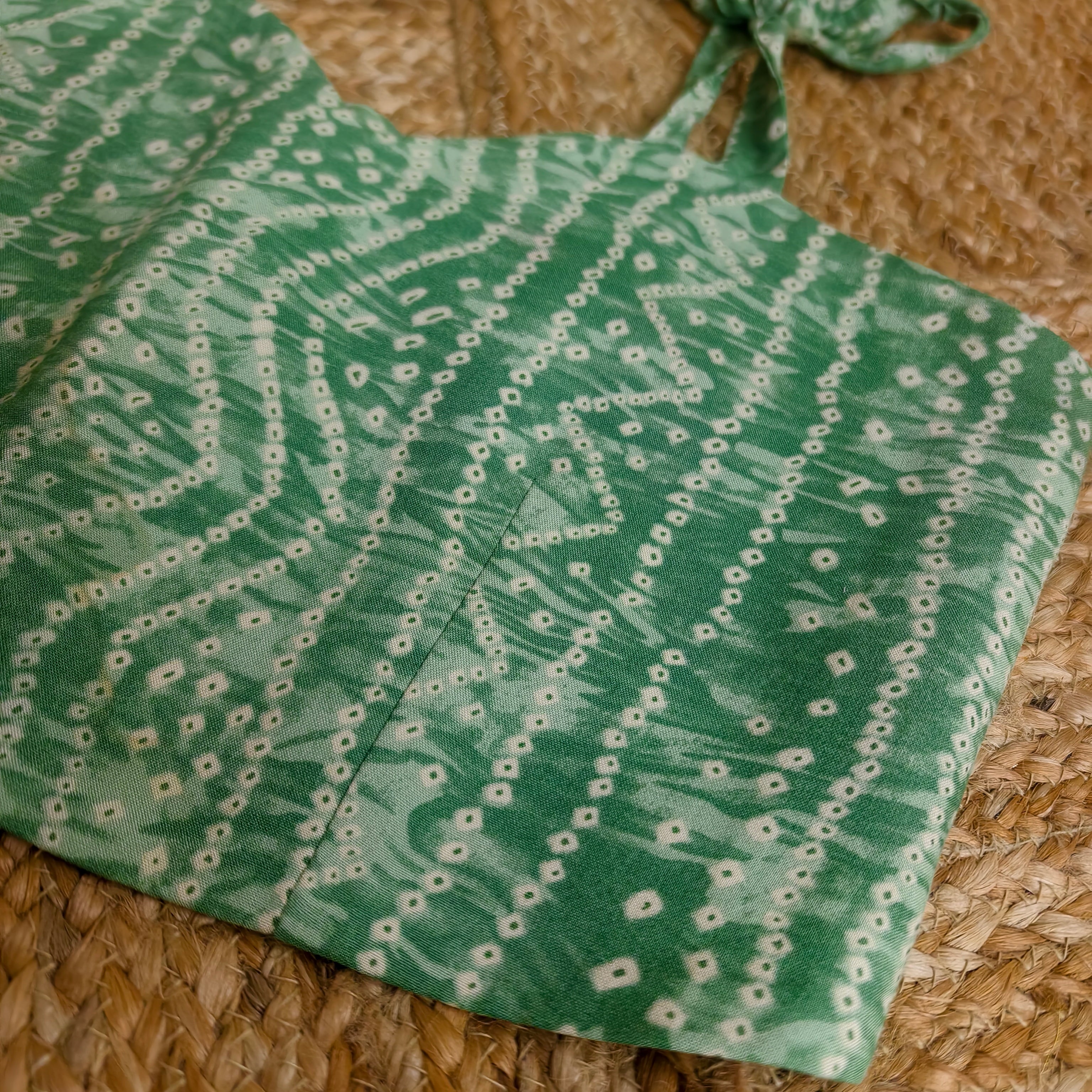 Green bandhani casual corset with tie-up knots size 36