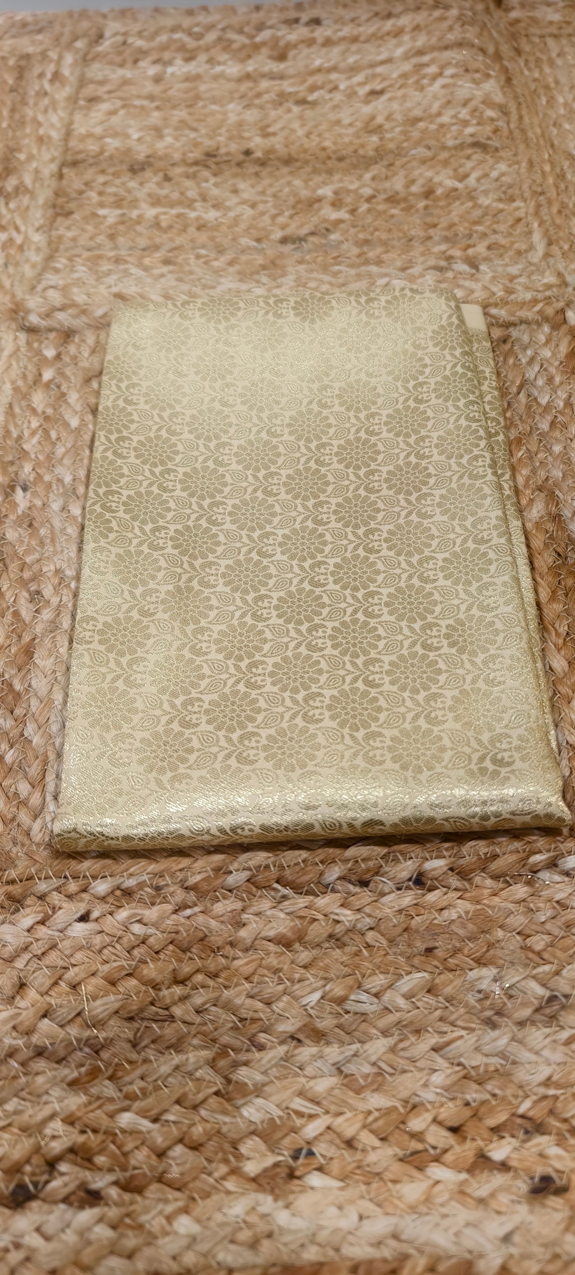 Beige Banarasi blouse piece with golden weaving allover