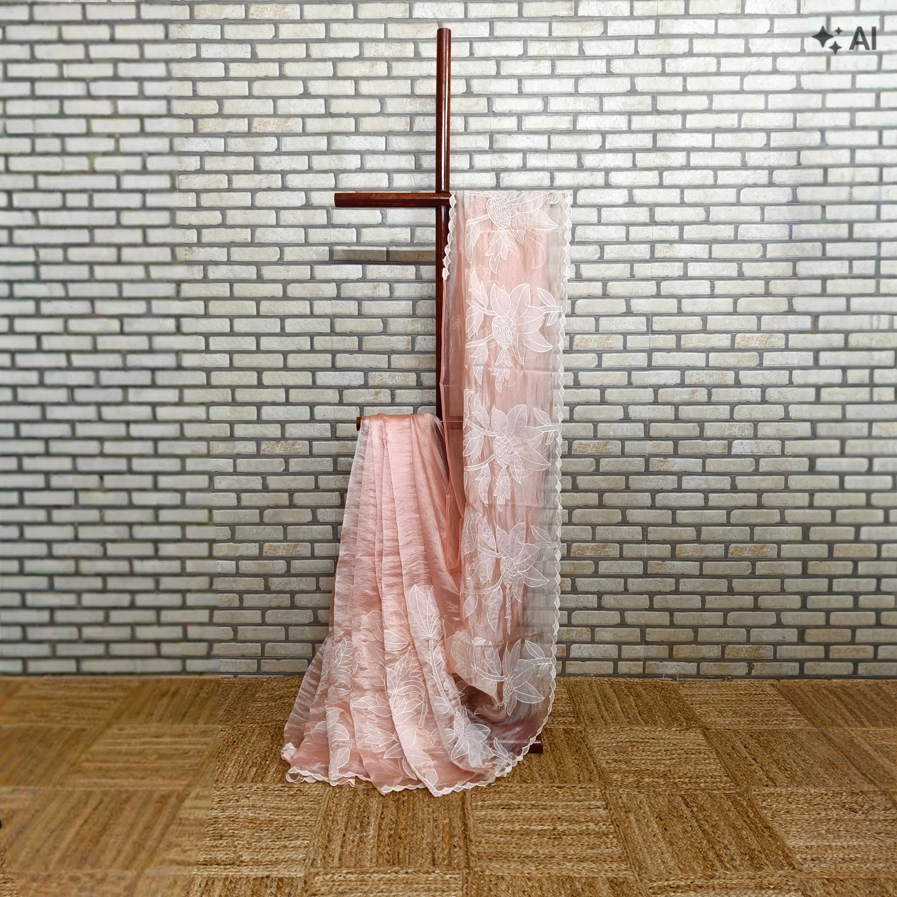 Peach Tissue Organza Saree