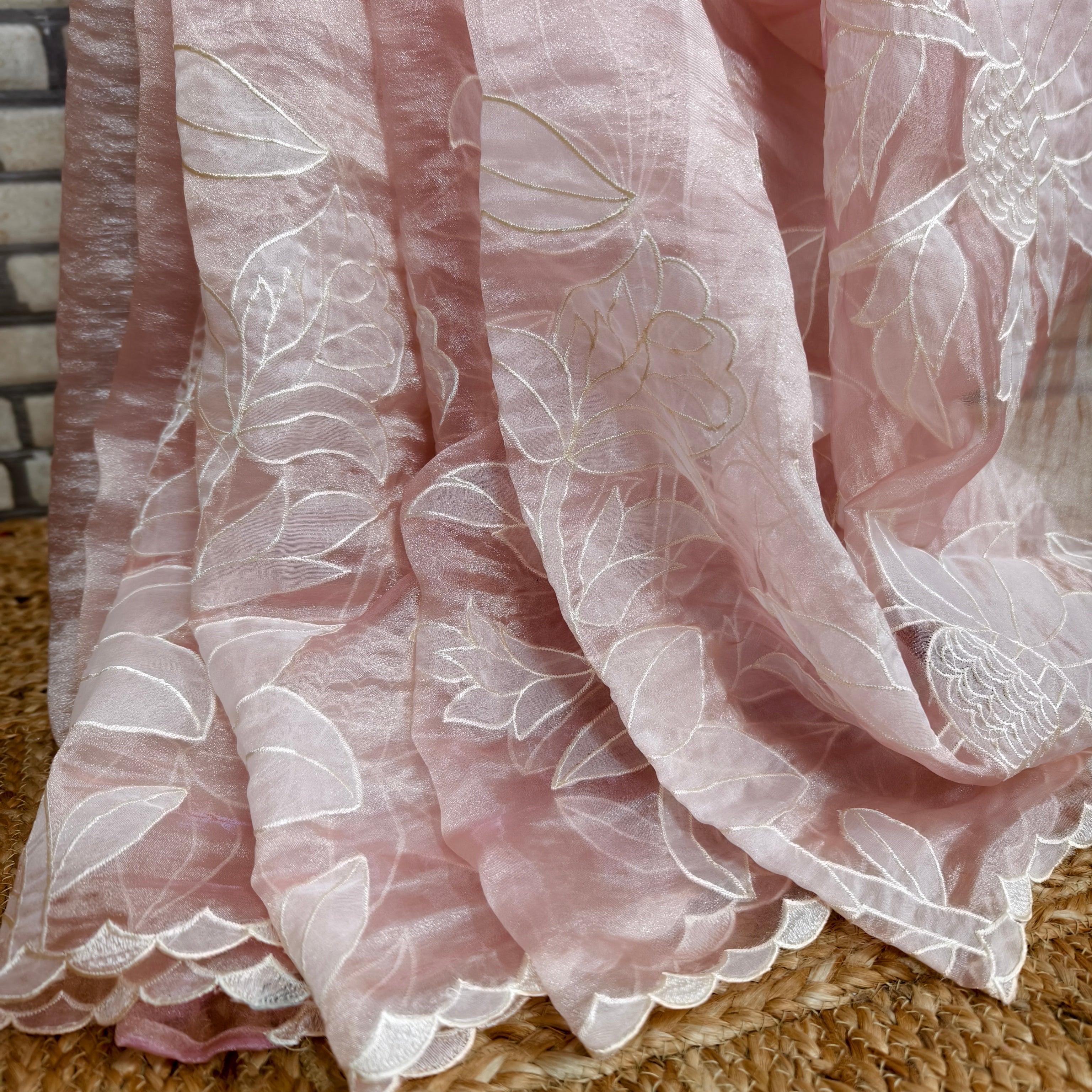 Pink Tissue Organza Saree