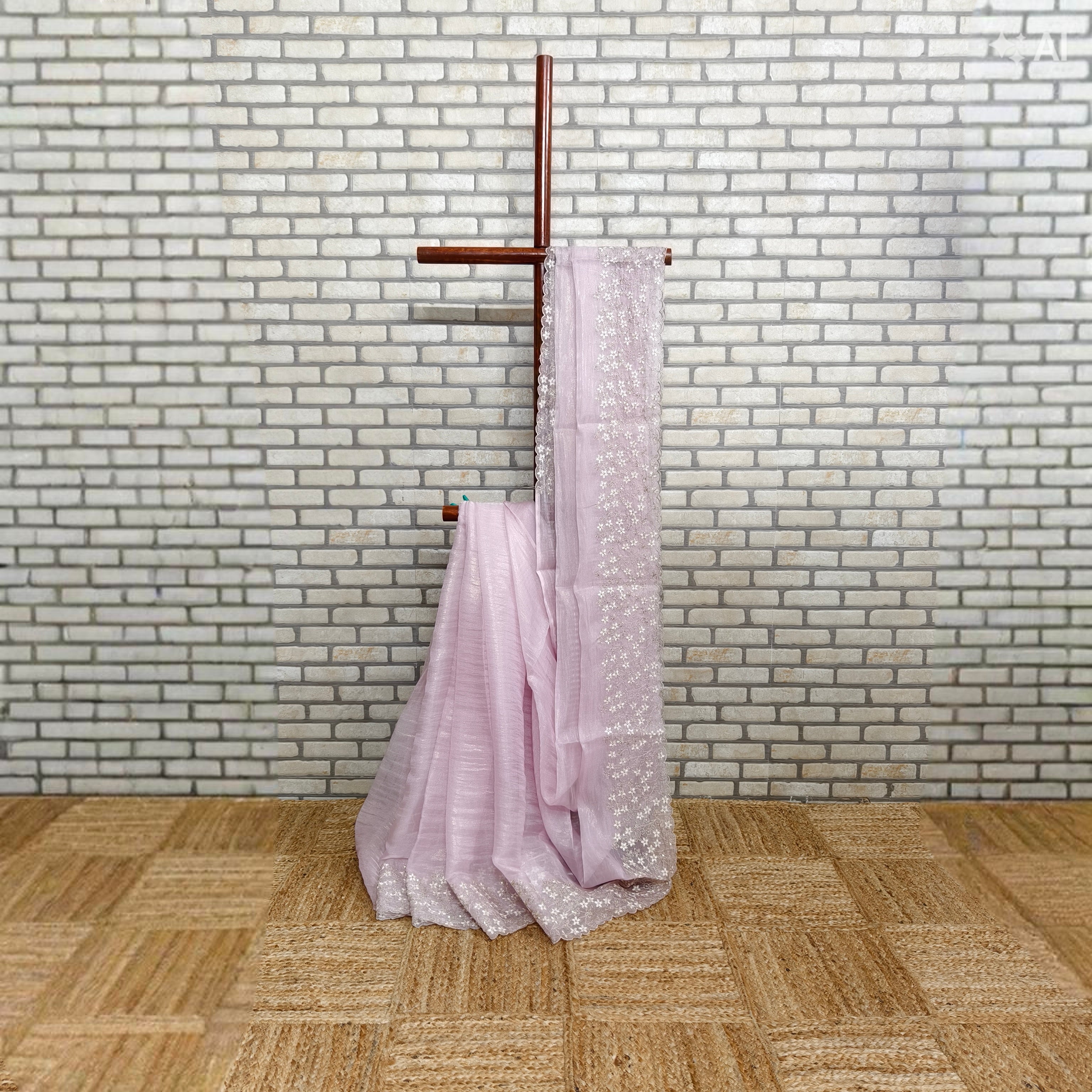 Baby Pink Tissue Organza Saree