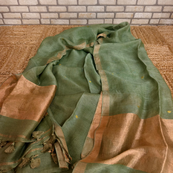Pastel Green Linen Kurta Dupatta Set