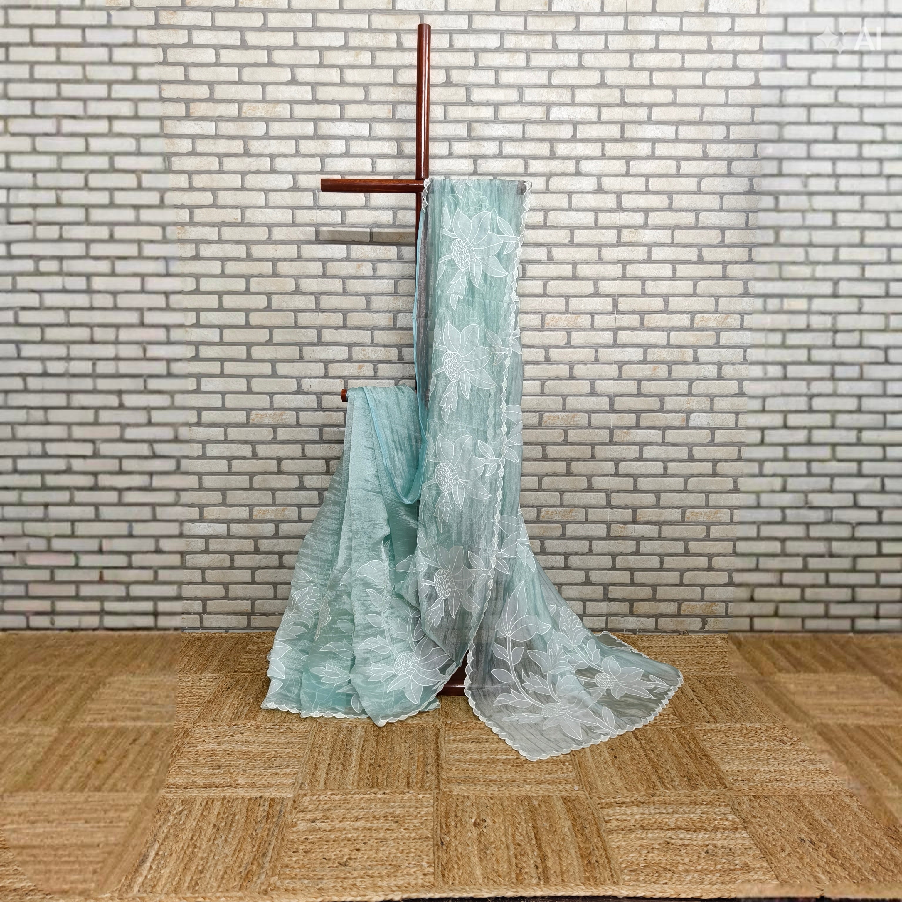 Pista Tissue Organza Saree
