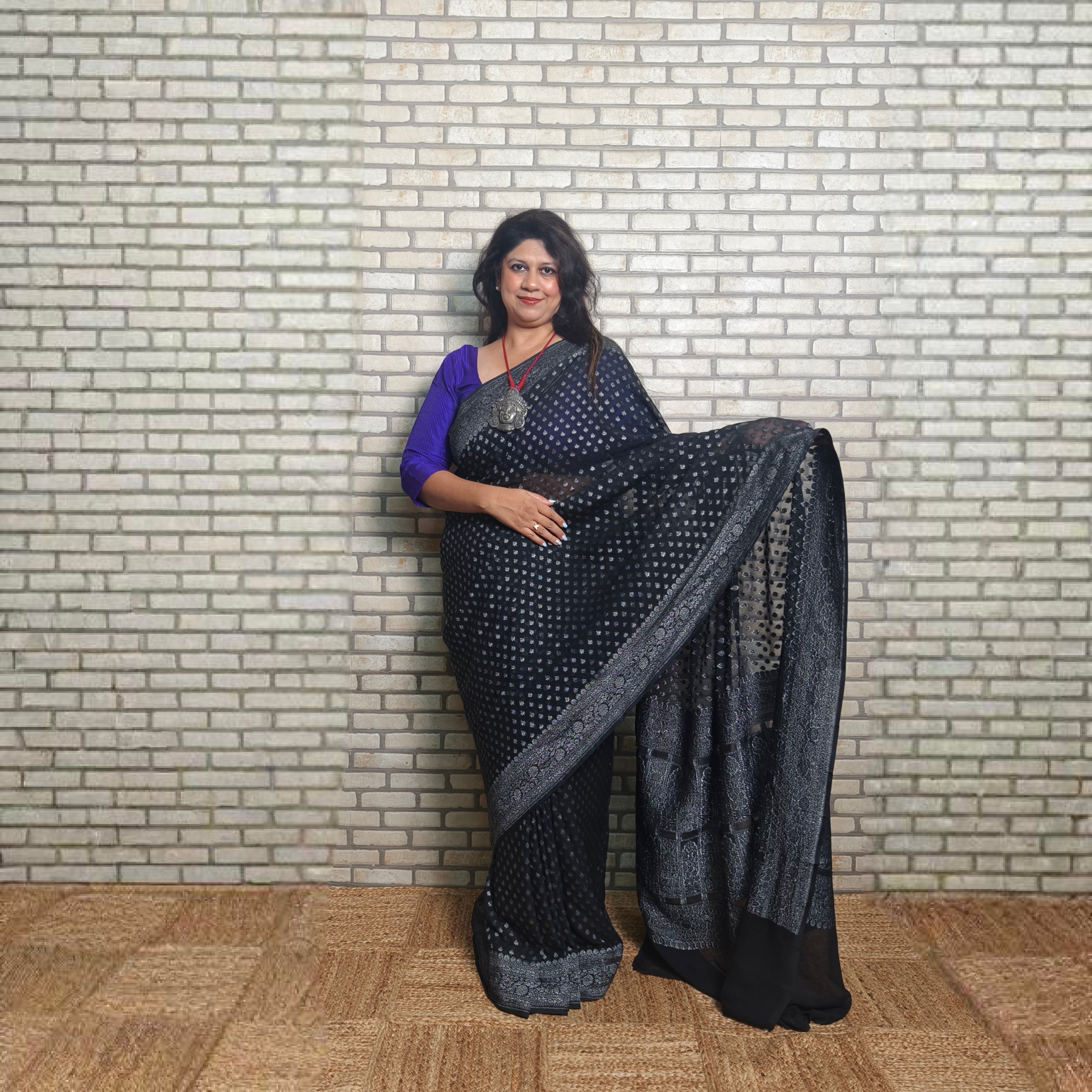 Stunning Black Khaddi Georgette Saree
