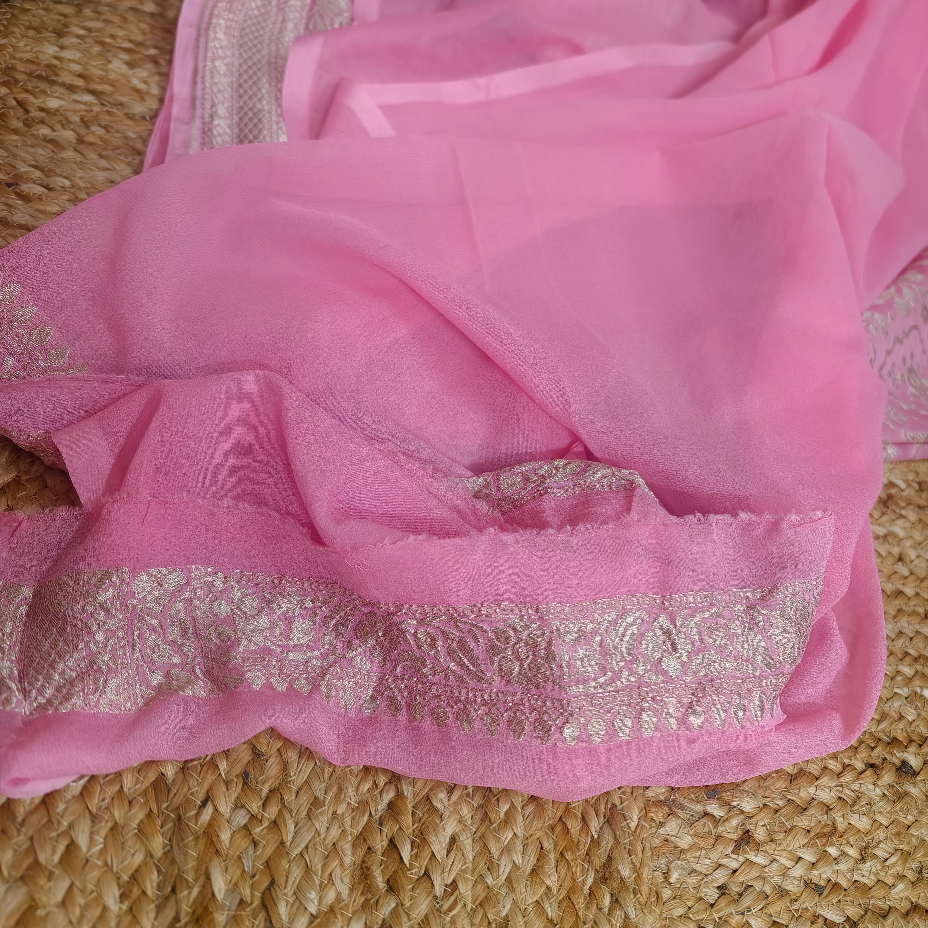 Baby Pink Khaddi Georgette Saree