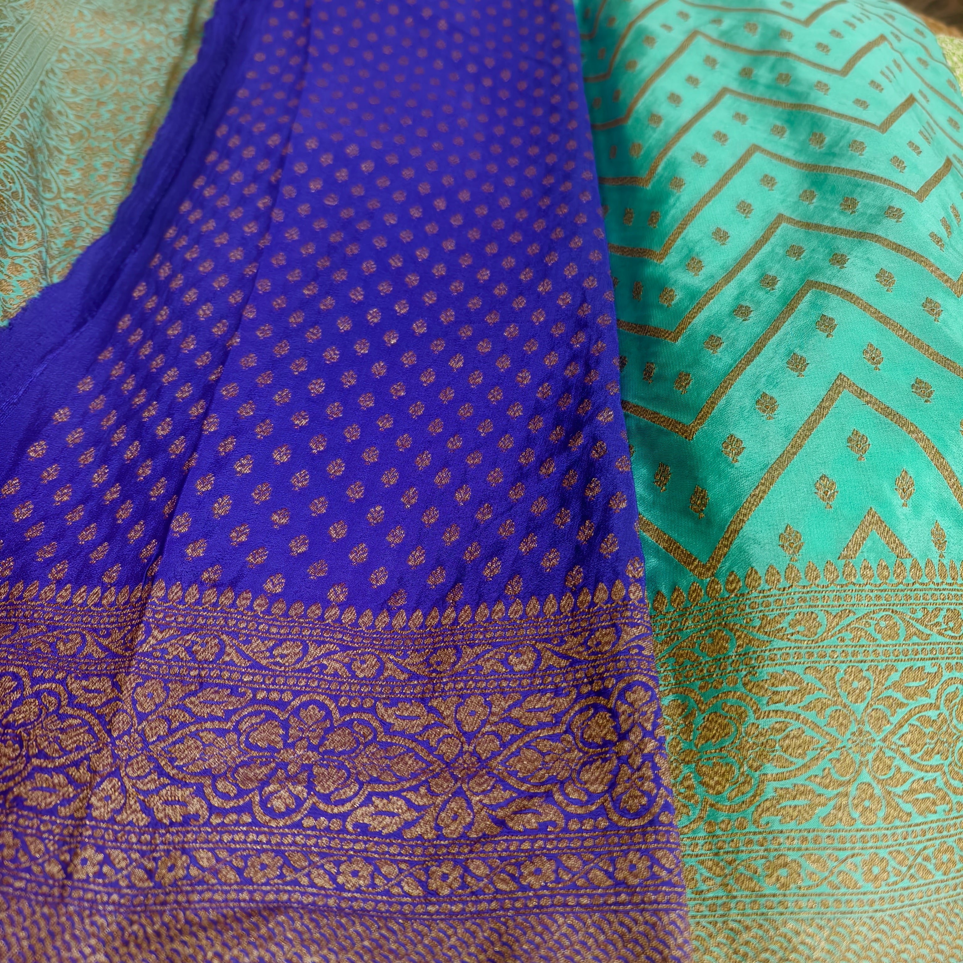 Teal Blue Khaddi Georgette Saree