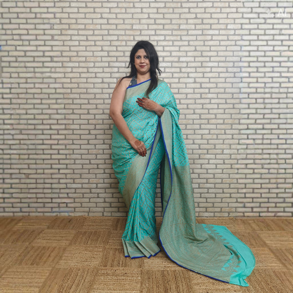 Teal Blue Khaddi Georgette Saree