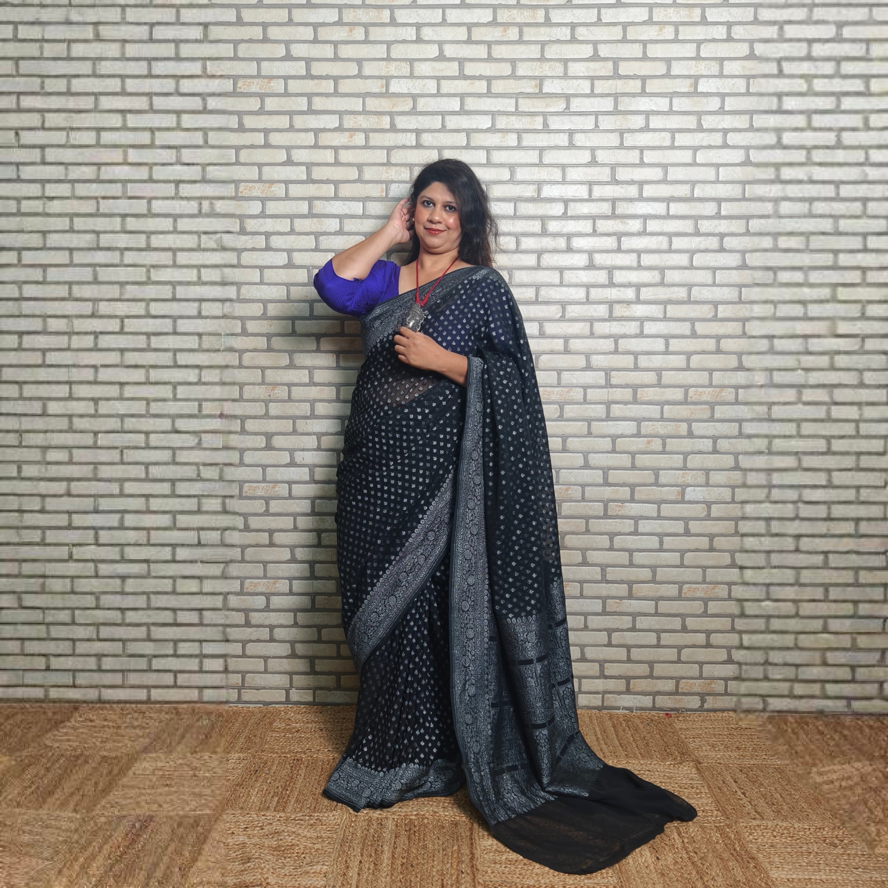 Stunning Black Khaddi Georgette Saree