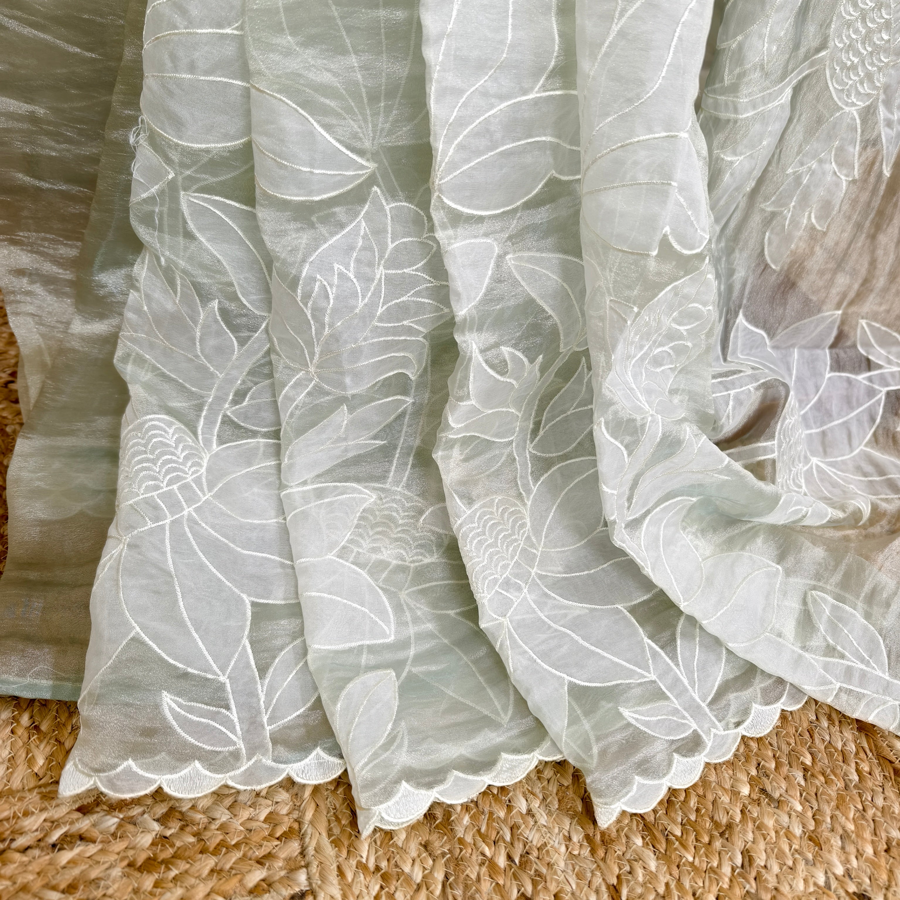 Faint Green Tissue Organza Saree