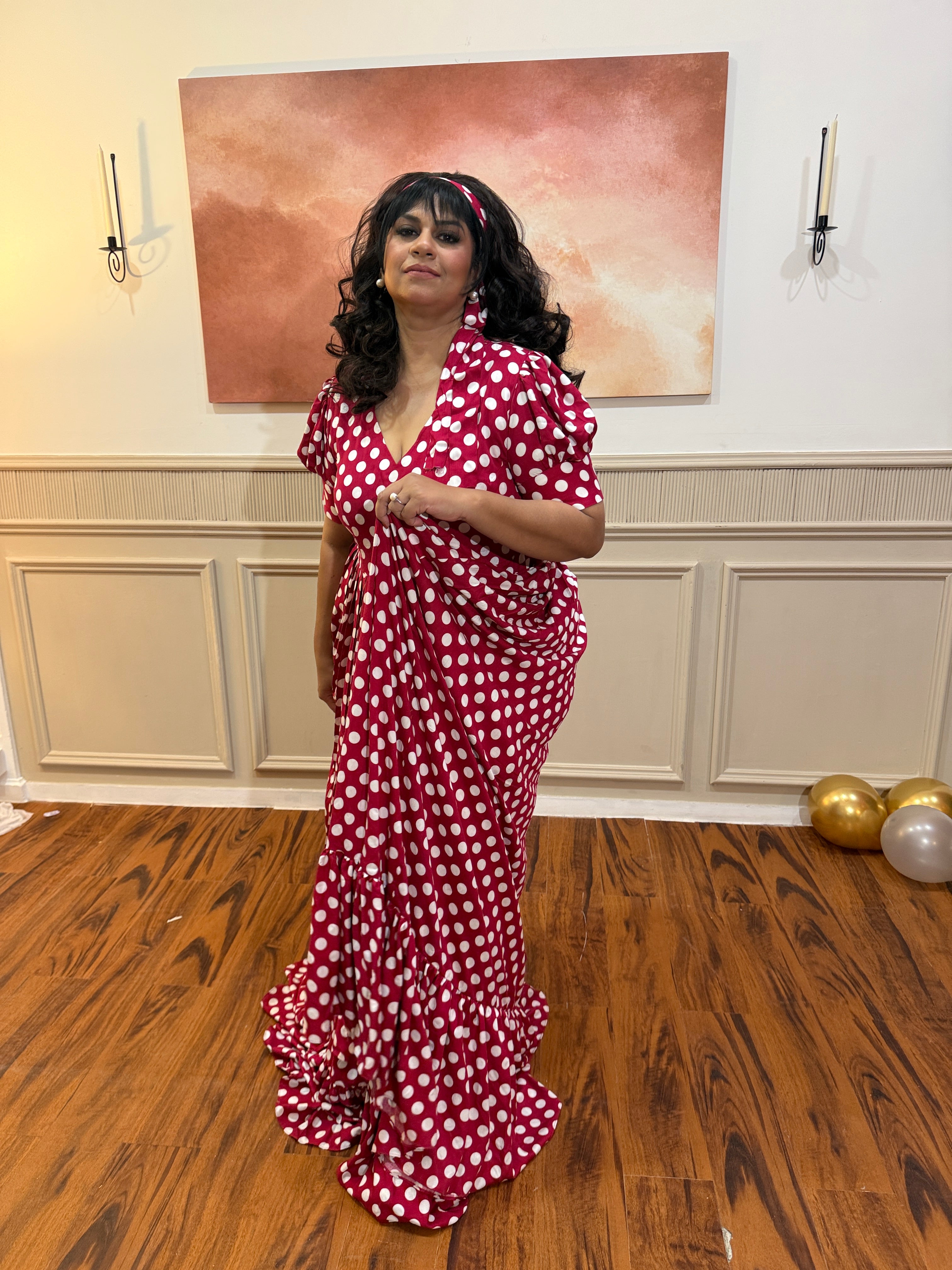 Red Rayon Polka Dots One Piece