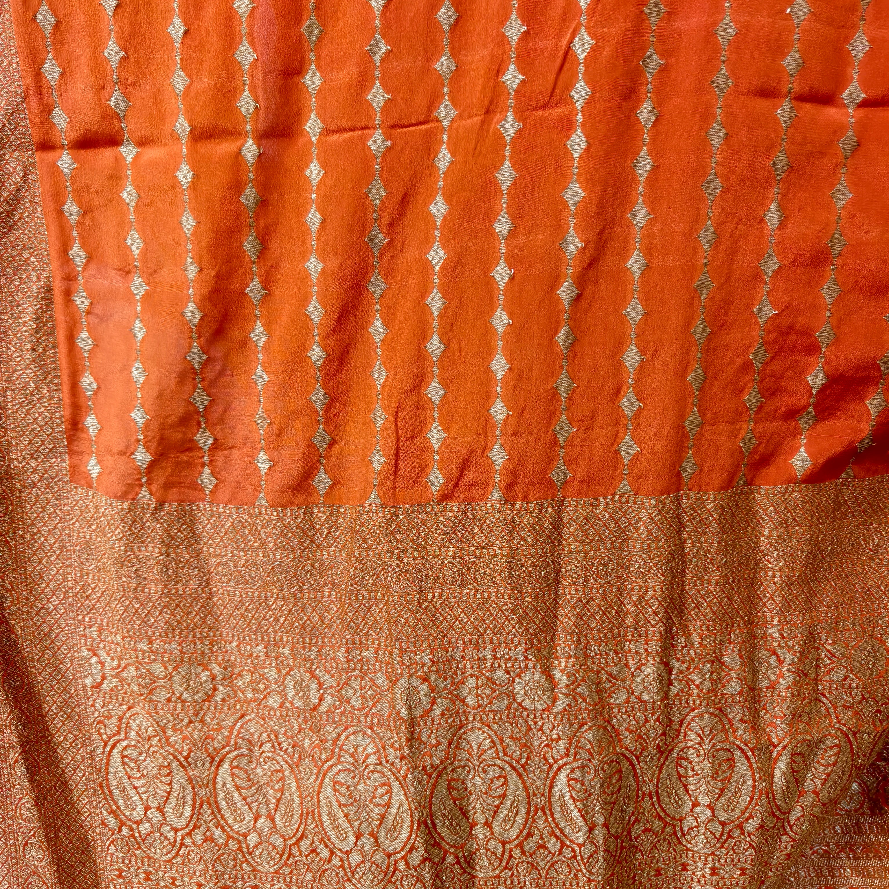Bright Orange Khaddi Georgette Saree