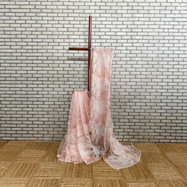 Peach Tissue Organza Saree