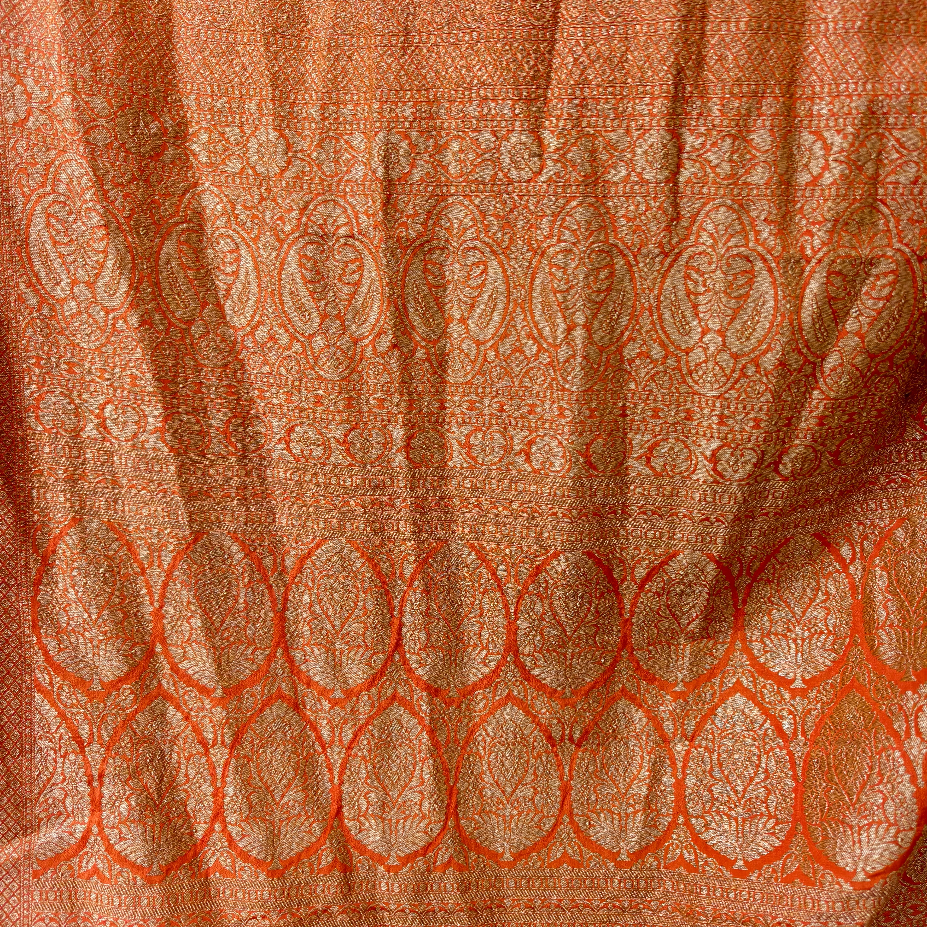 Bright Orange Khaddi Georgette Saree