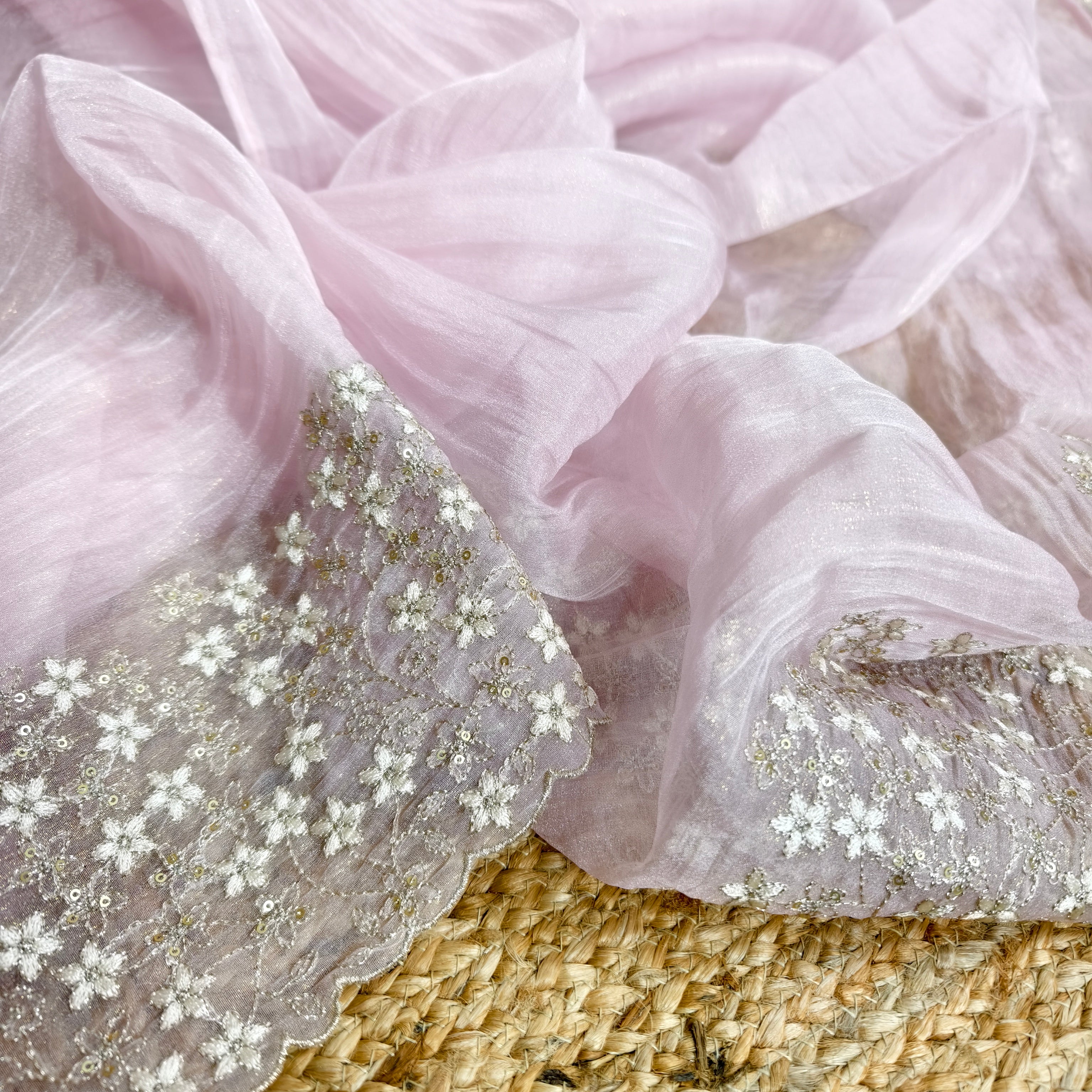 Baby Pink Tissue Organza Saree