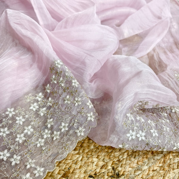 Baby Pink Tissue Organza Saree