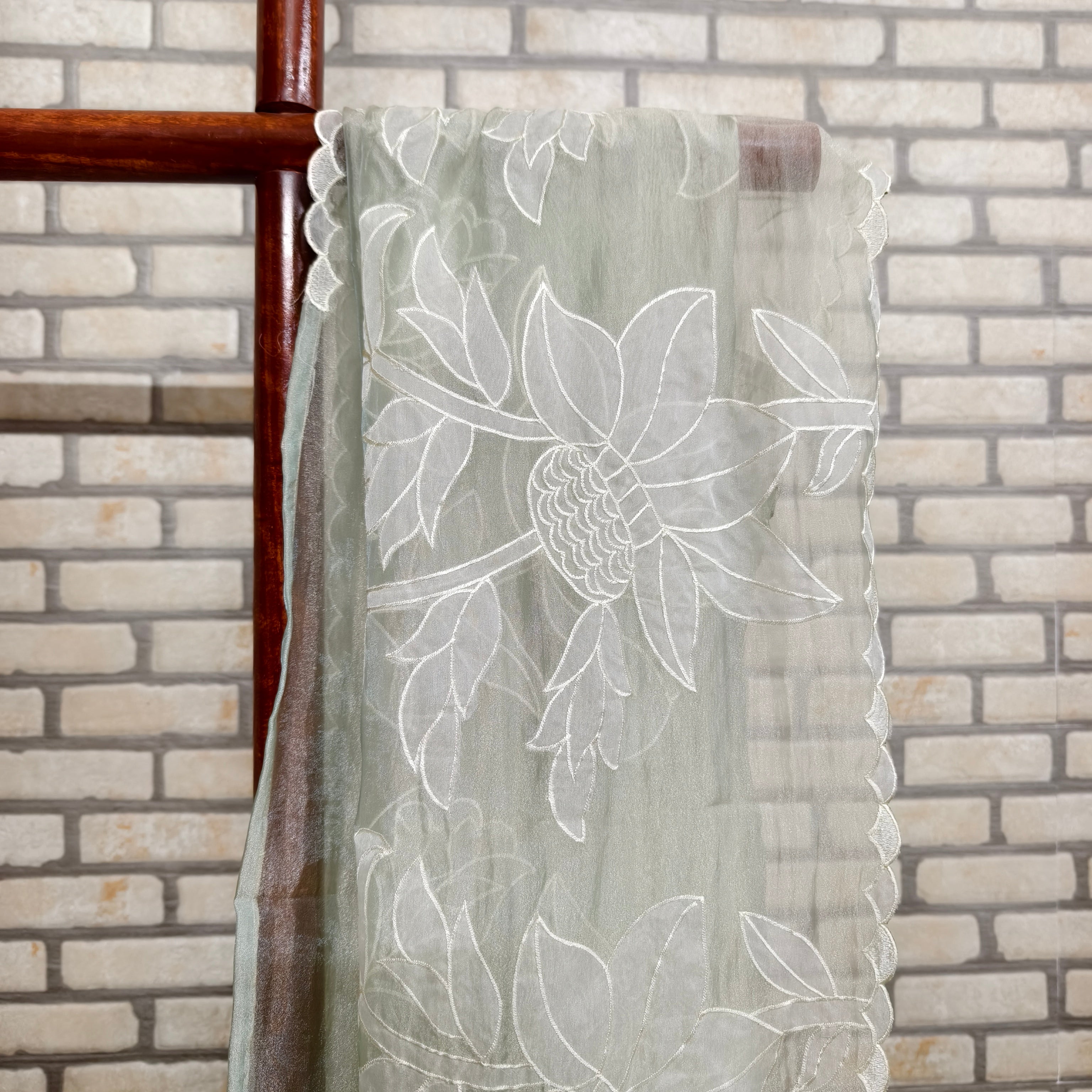Faint Green Tissue Organza Saree