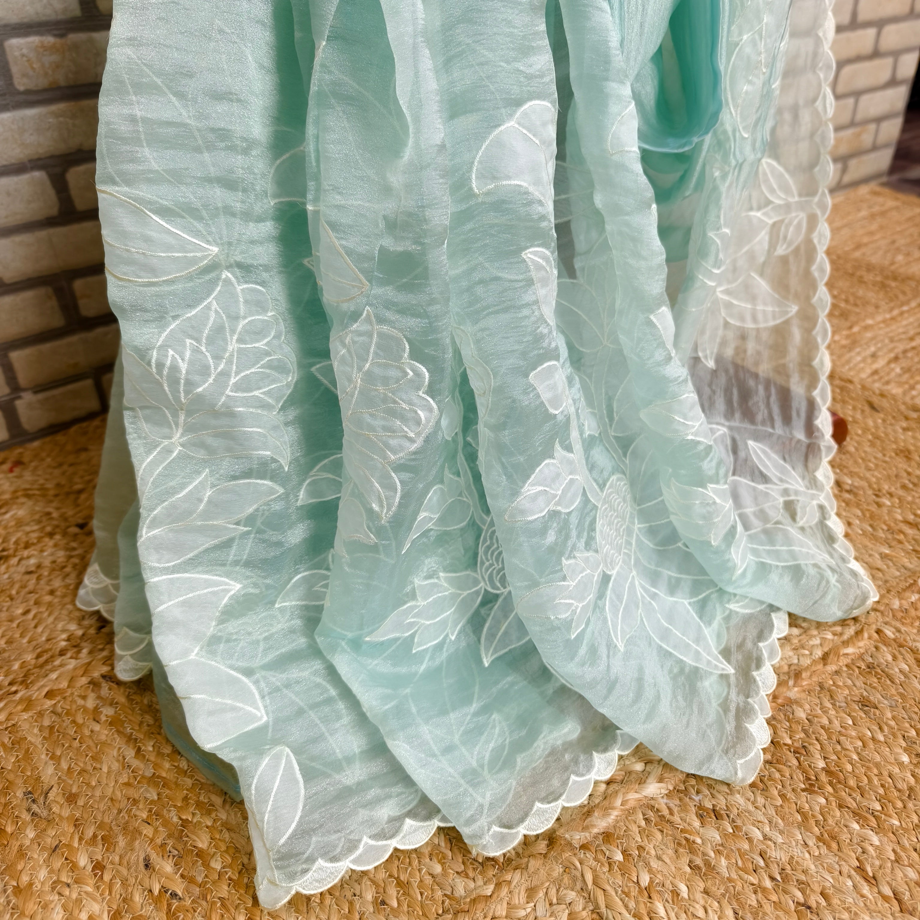Pista Tissue Organza Saree