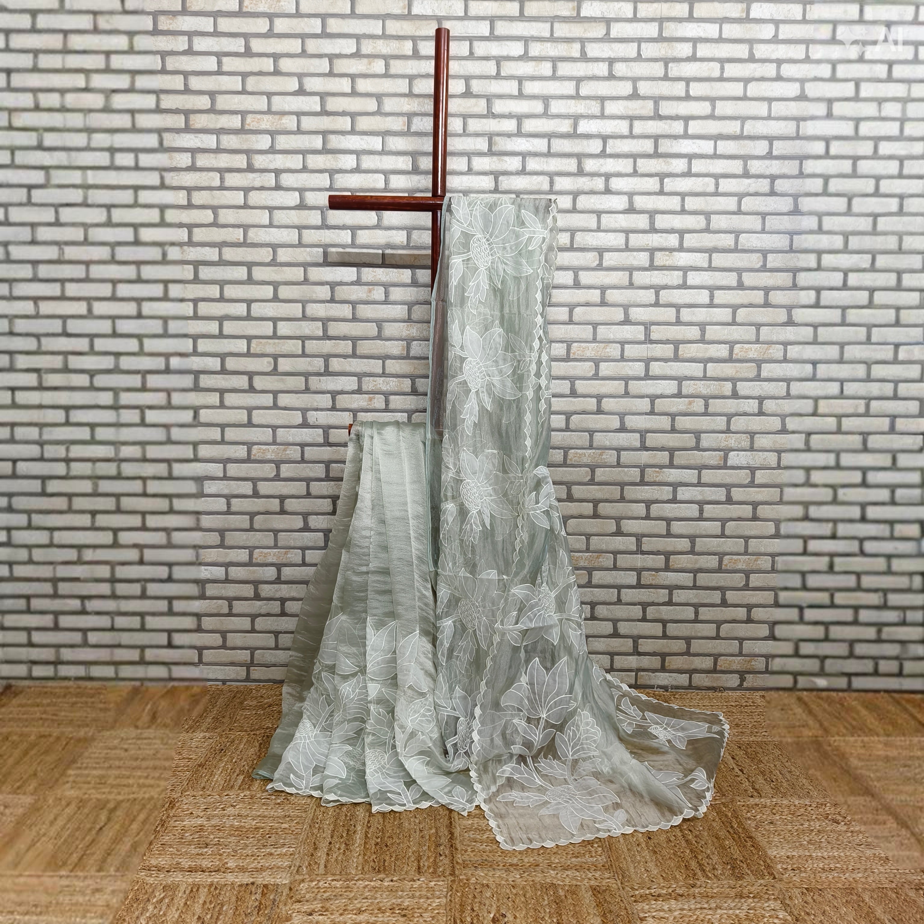 Faint Green Tissue Organza Saree