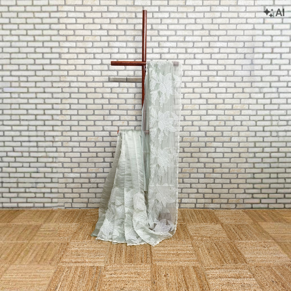Faint Green Tissue Organza Saree