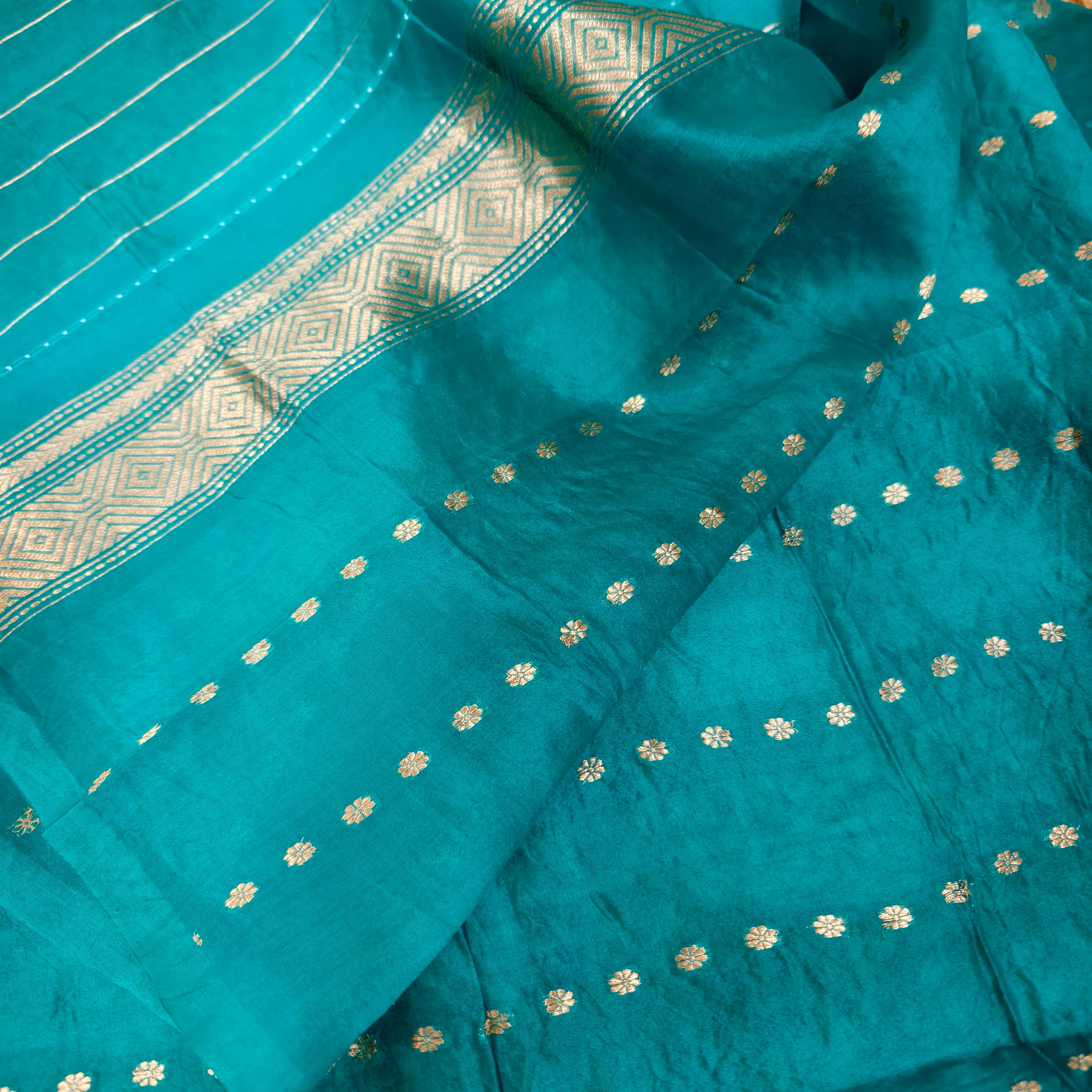 Teal Green Arasi Dyed Silk Organza Saree