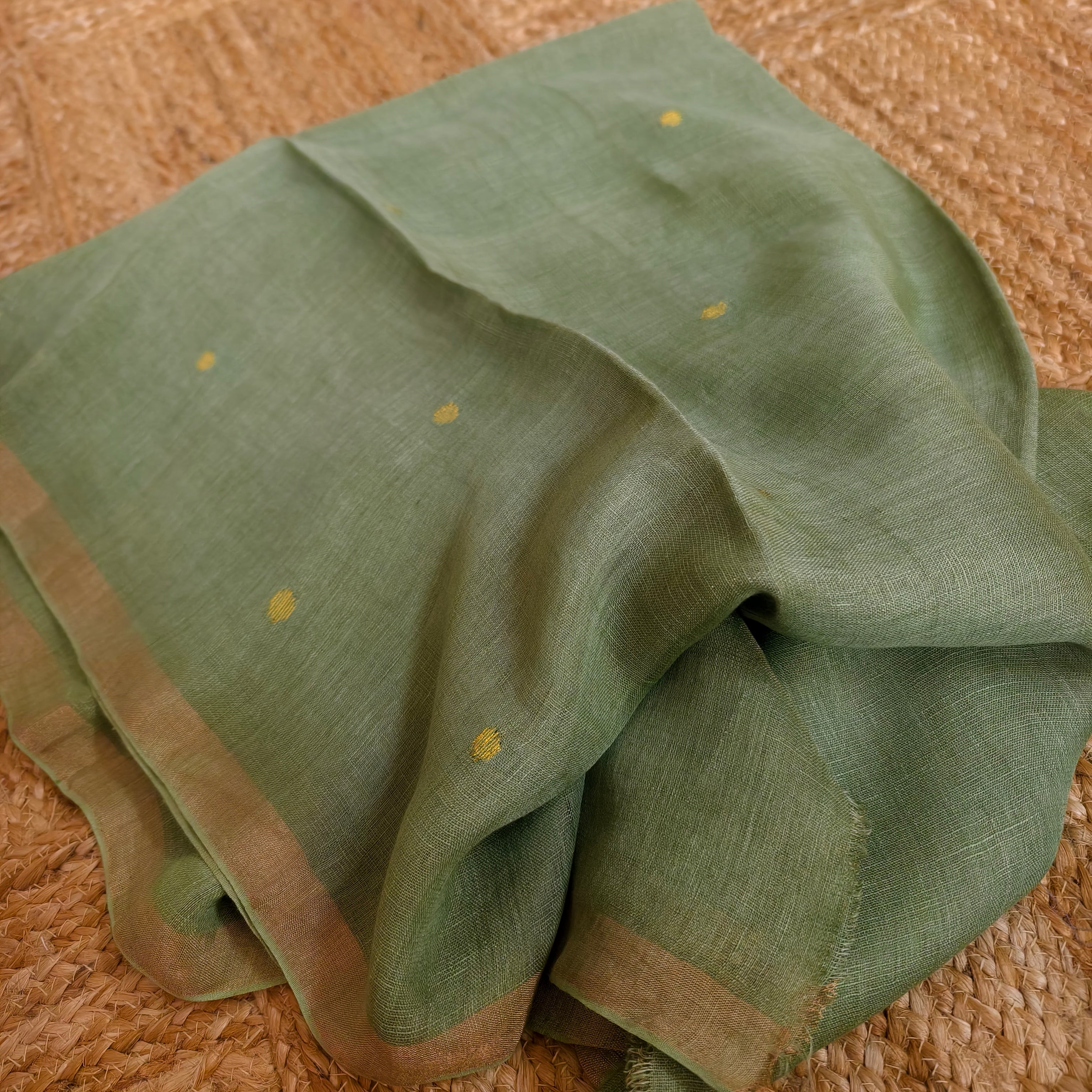 Pastel Green Linen Kurta Dupatta Set