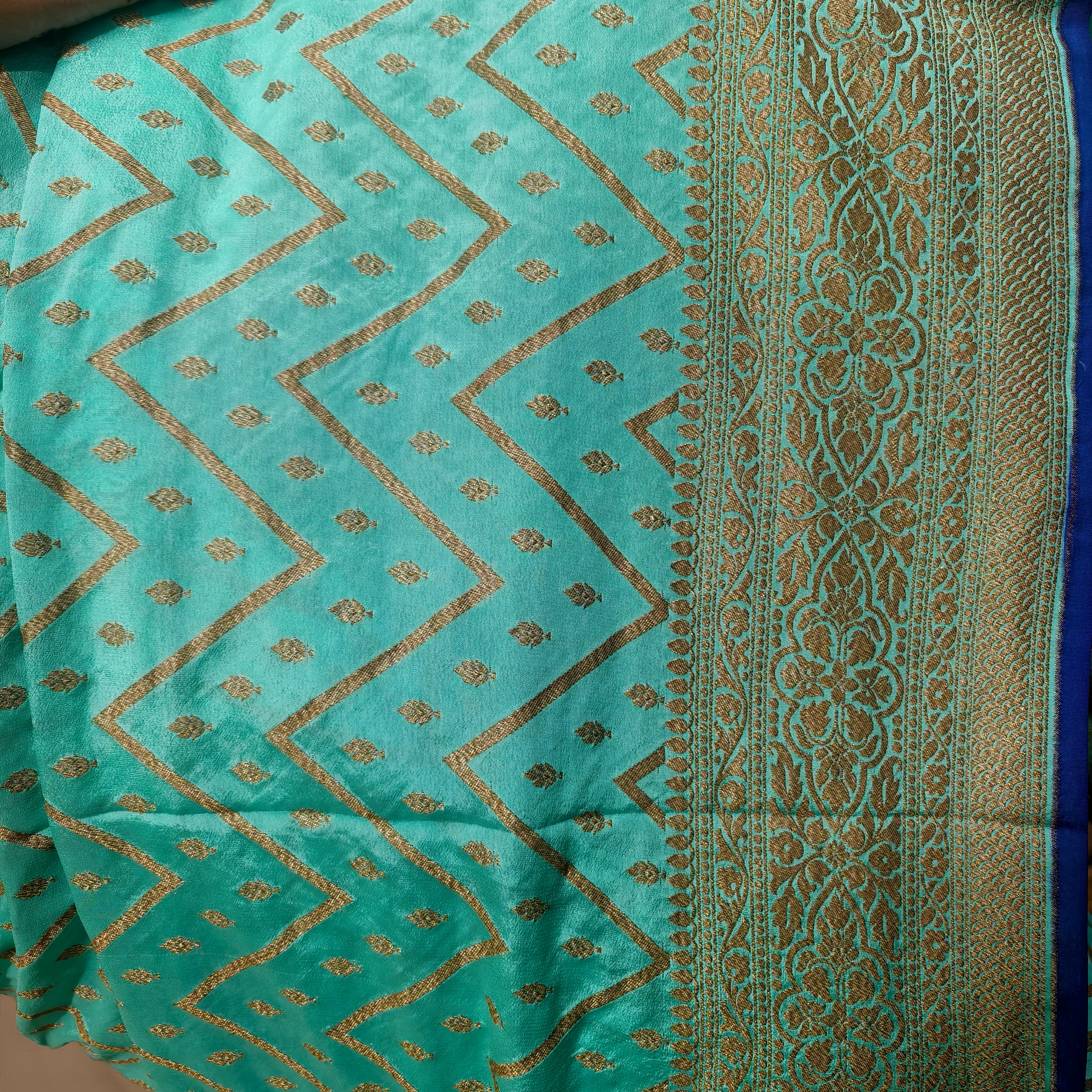 Teal Blue Khaddi Georgette Saree