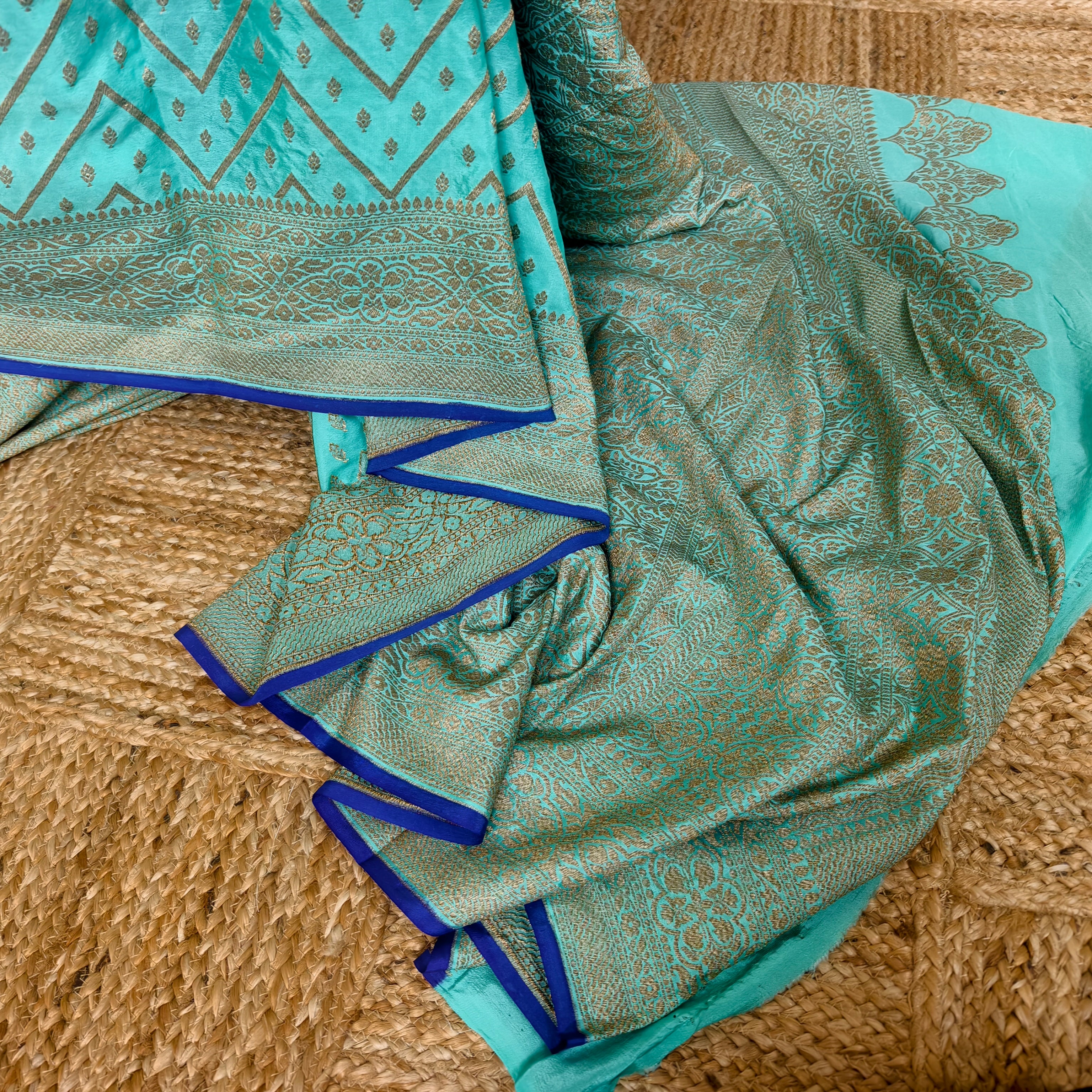 Teal Blue Khaddi Georgette Saree