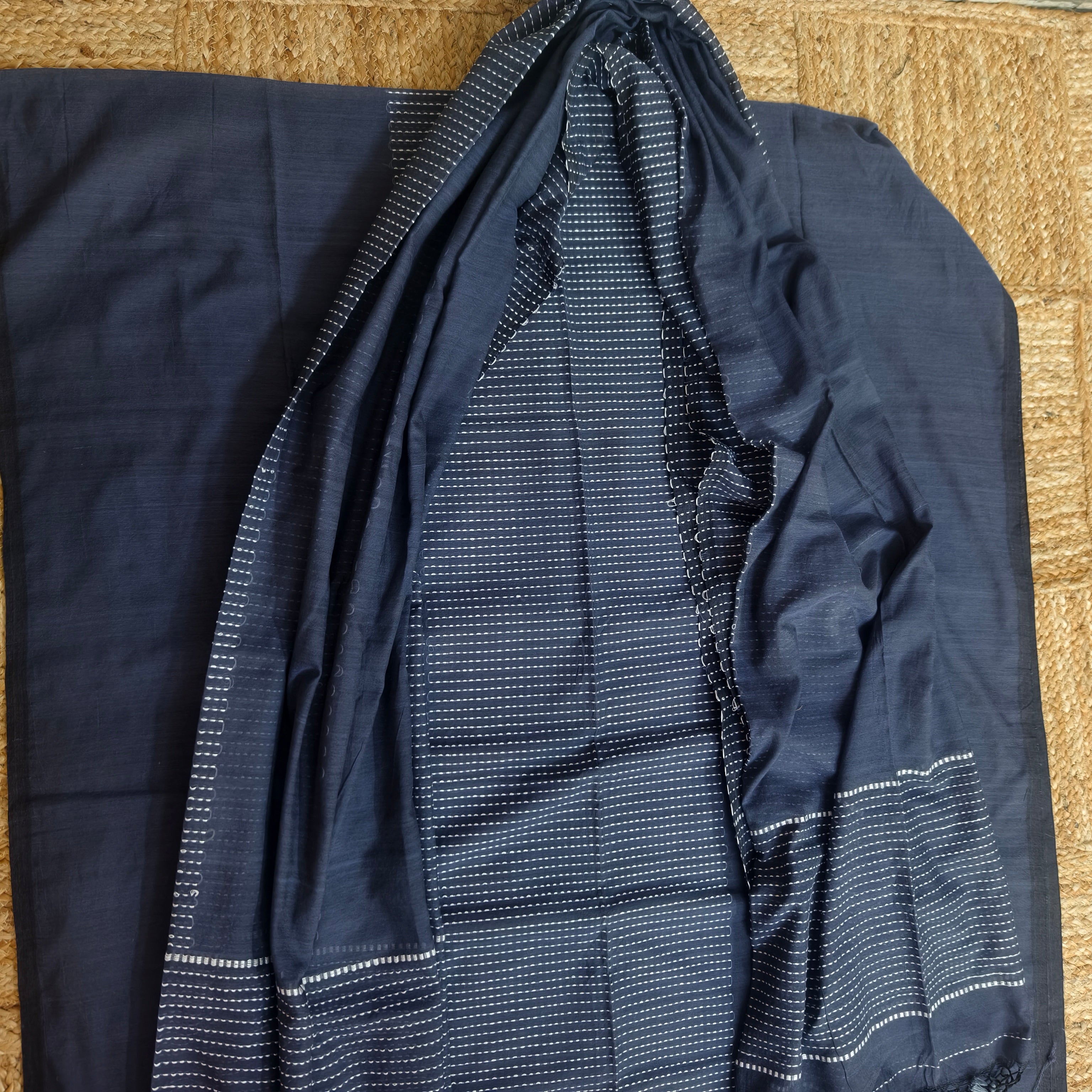 Grey Cotton Kurta Dupatta Set
