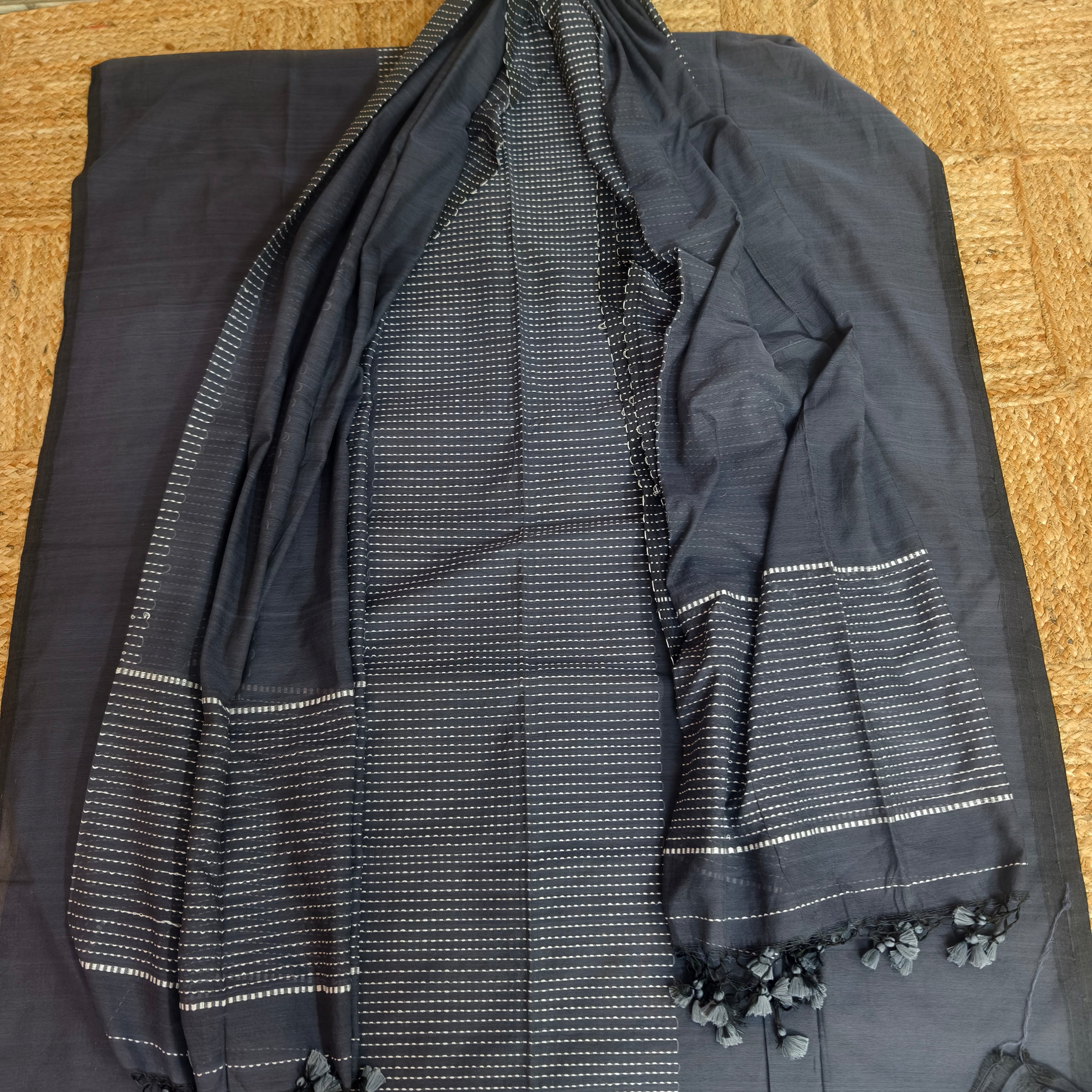Grey Cotton Kurta Dupatta Set