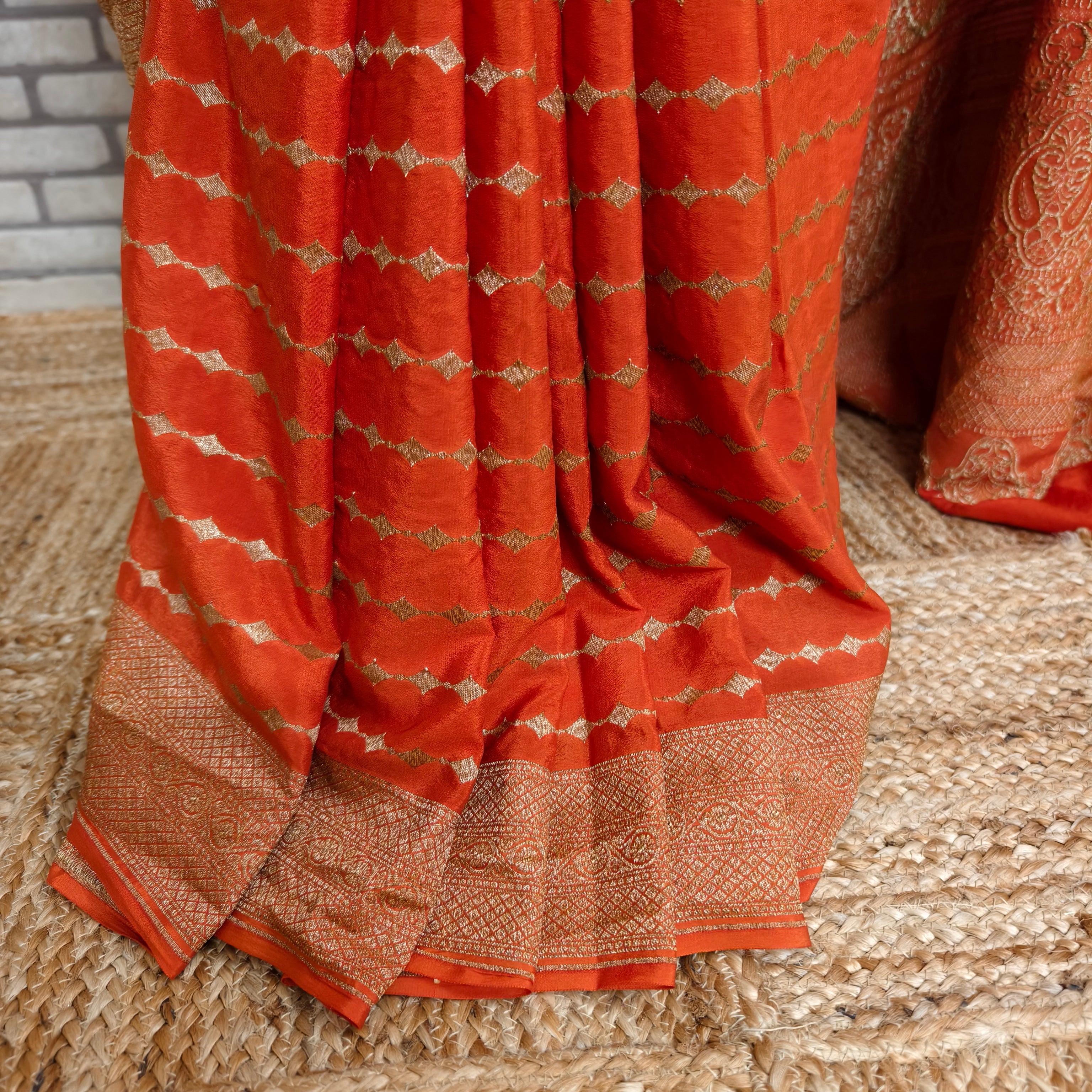 Bright Orange Khaddi Georgette Saree