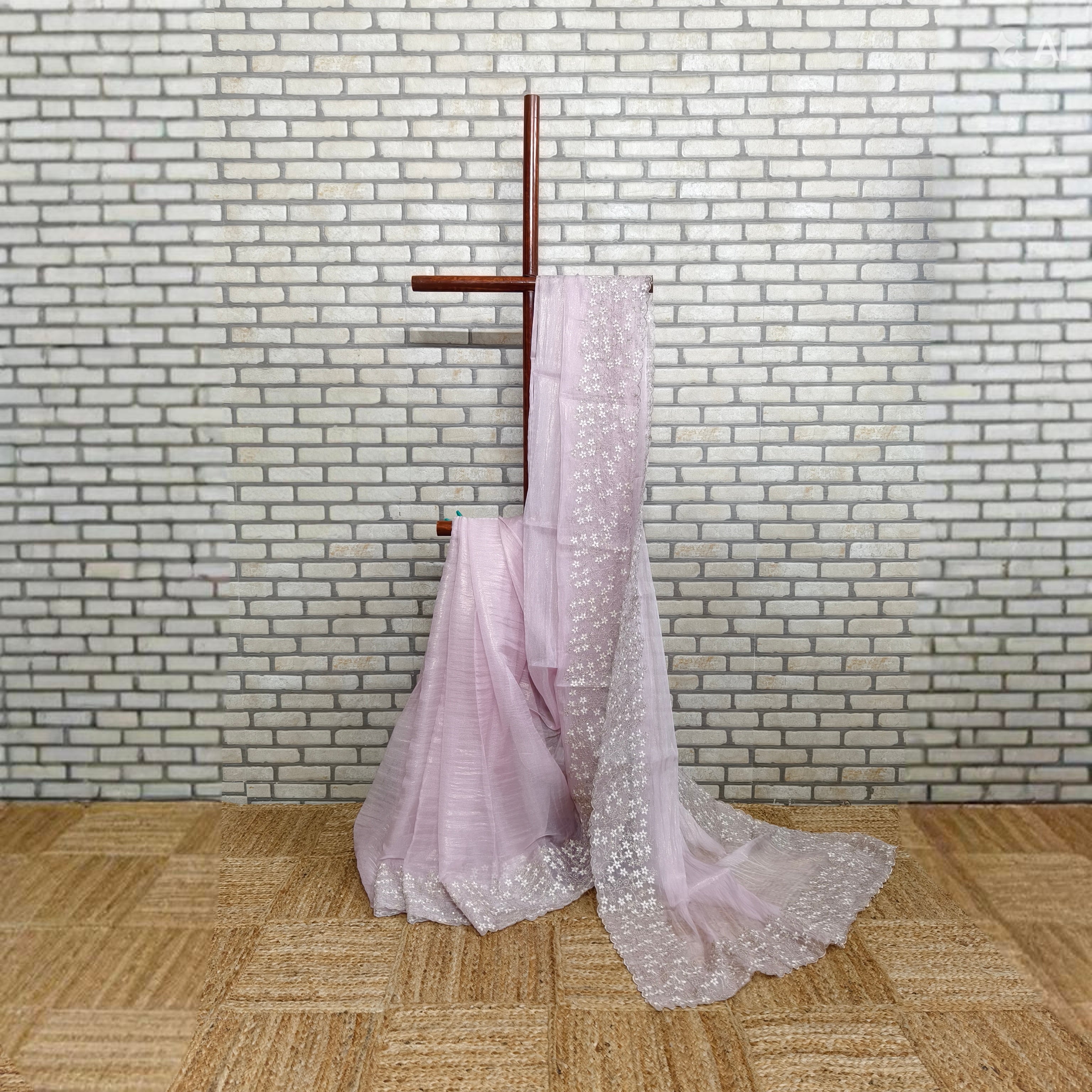 Baby Pink Tissue Organza Saree
