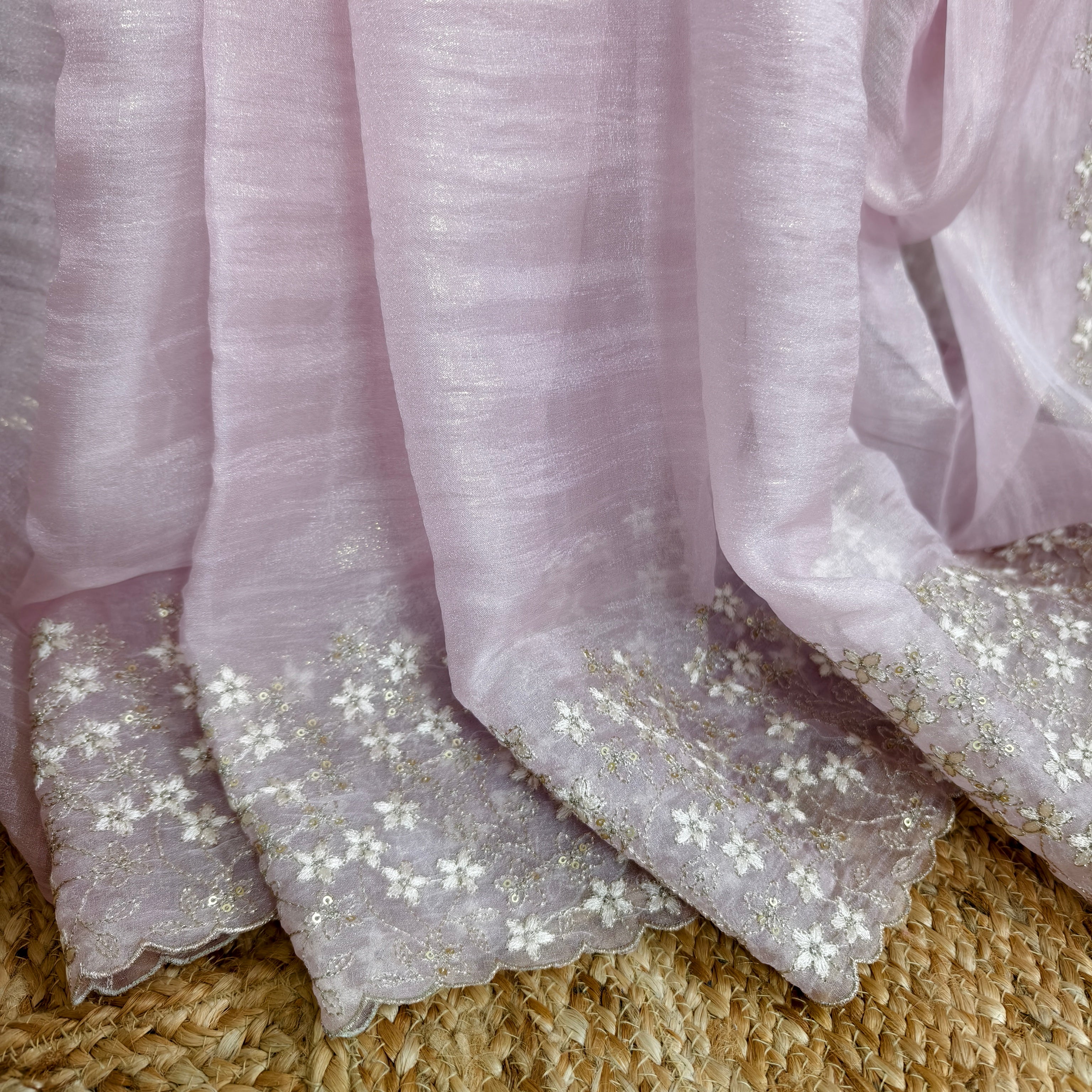 Baby Pink Tissue Organza Saree