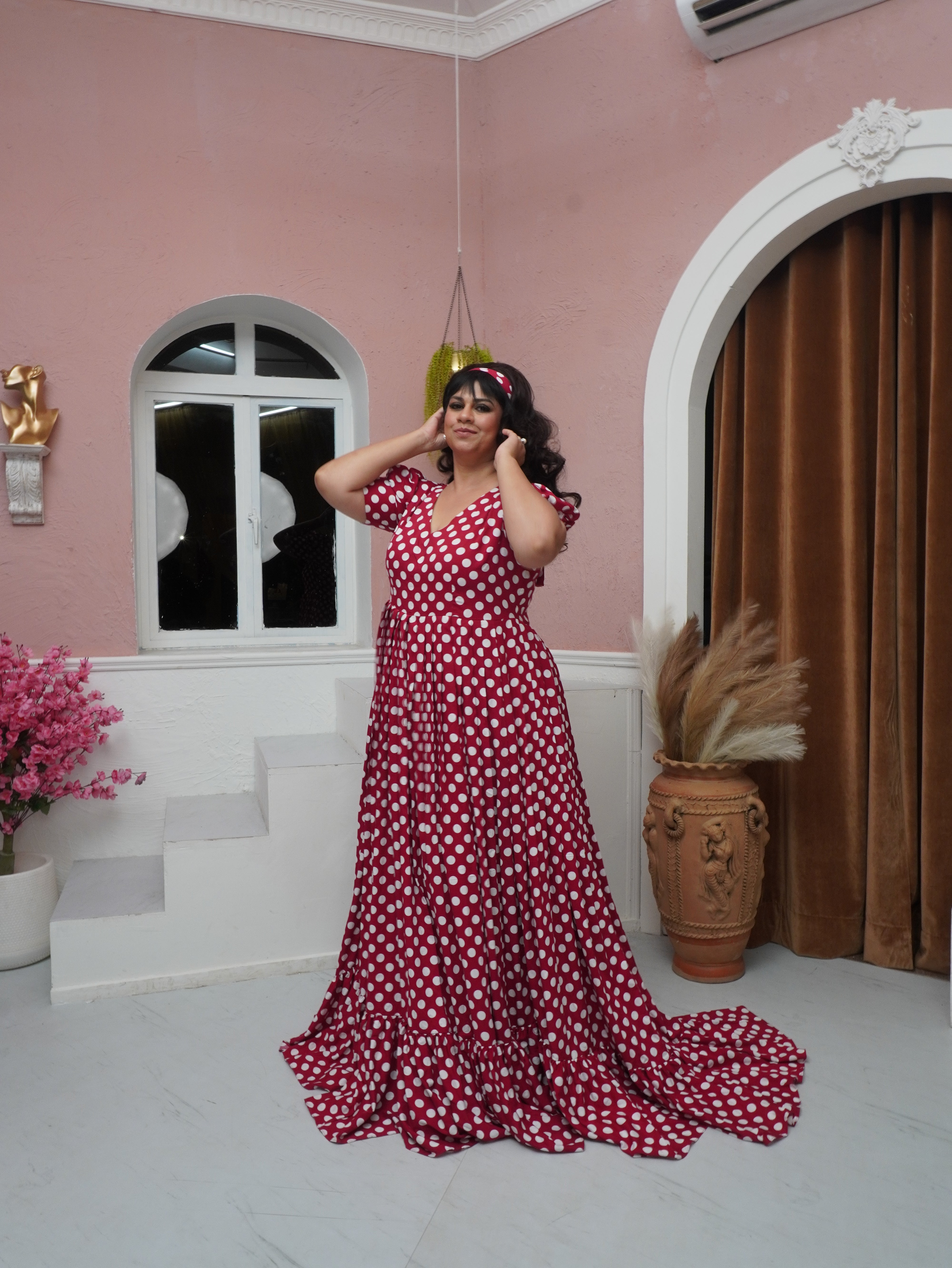 Red Rayon Polka Dots One Piece