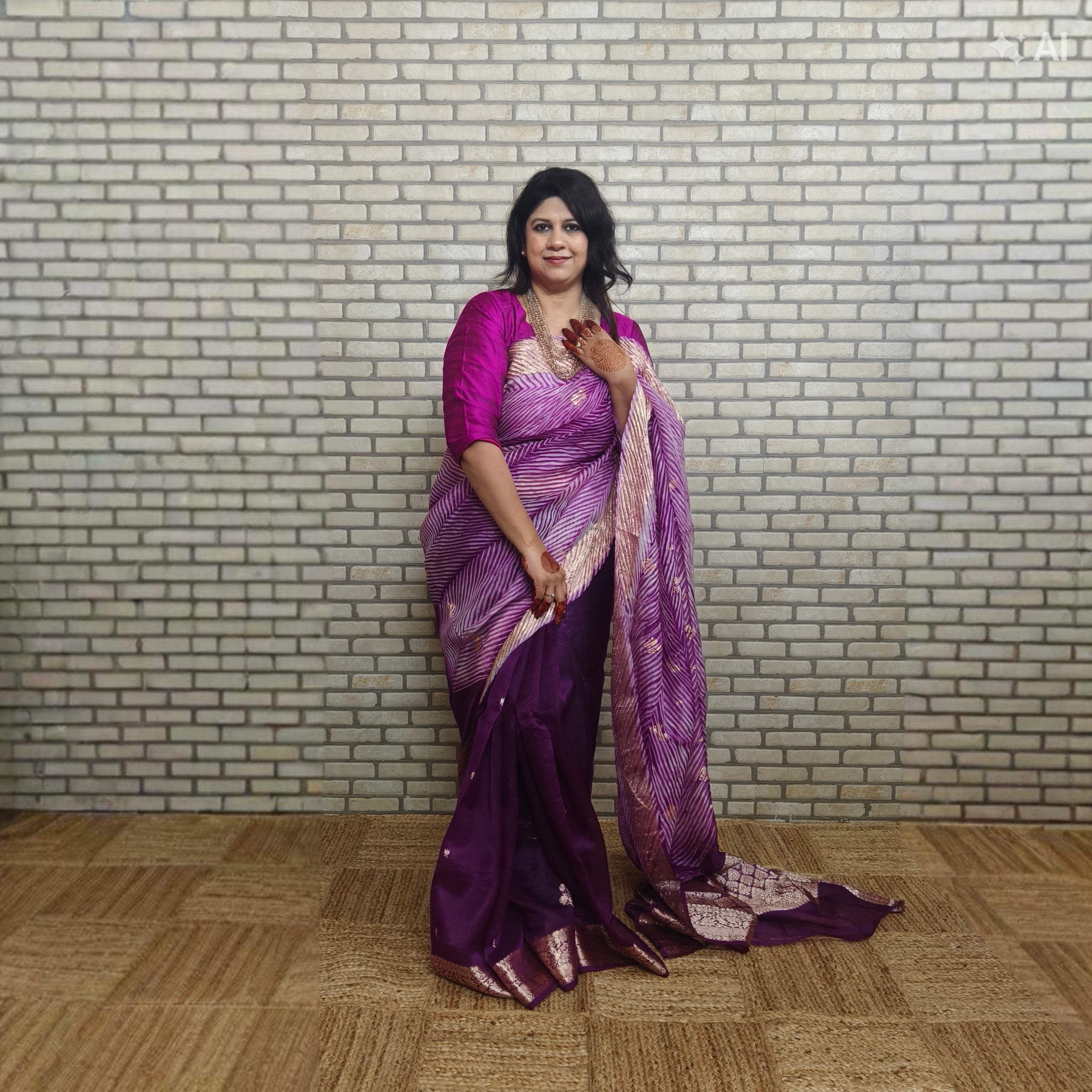 White and Purple Arasi Dyed Silk Organza Saree
