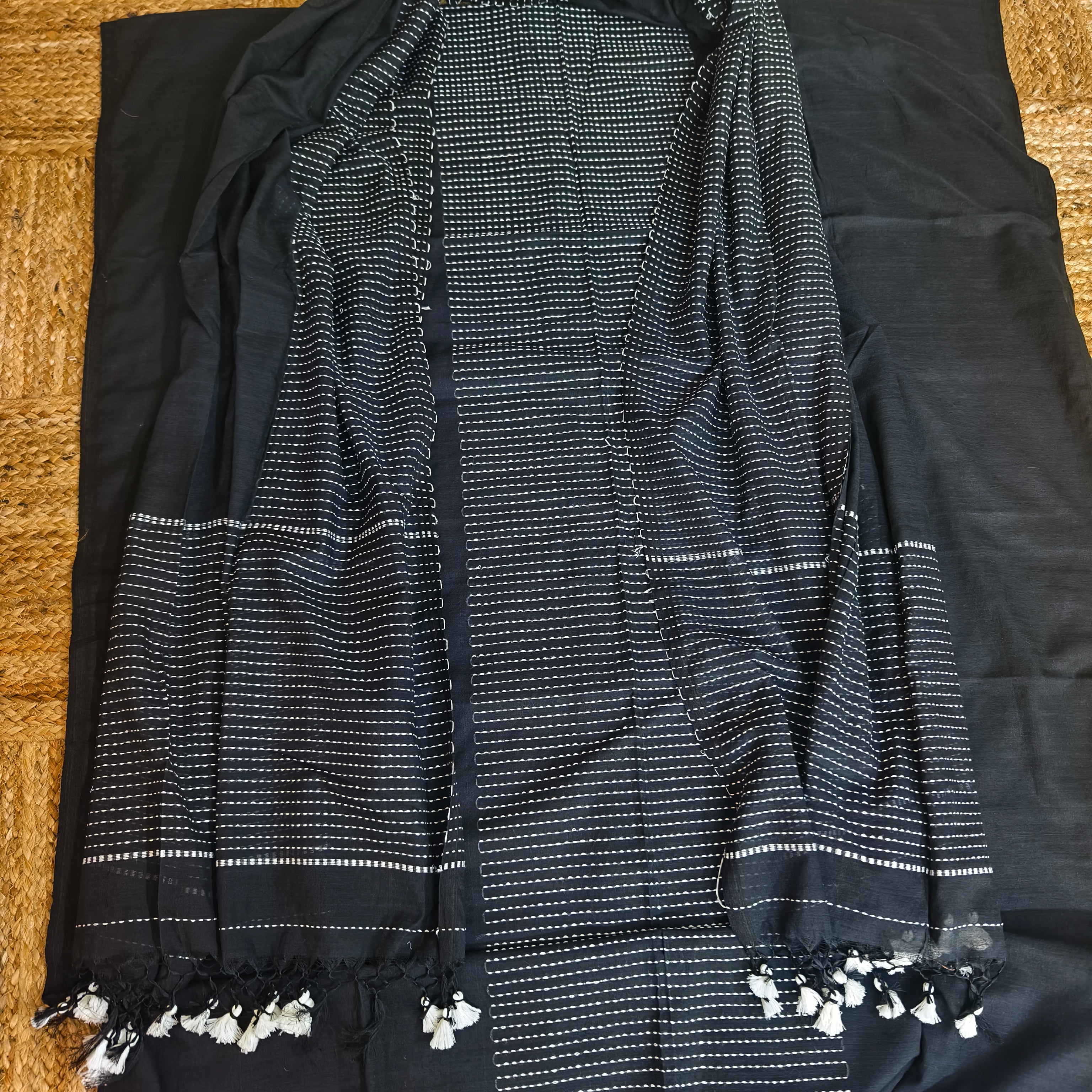 Black and White Kurta Dupatta Set