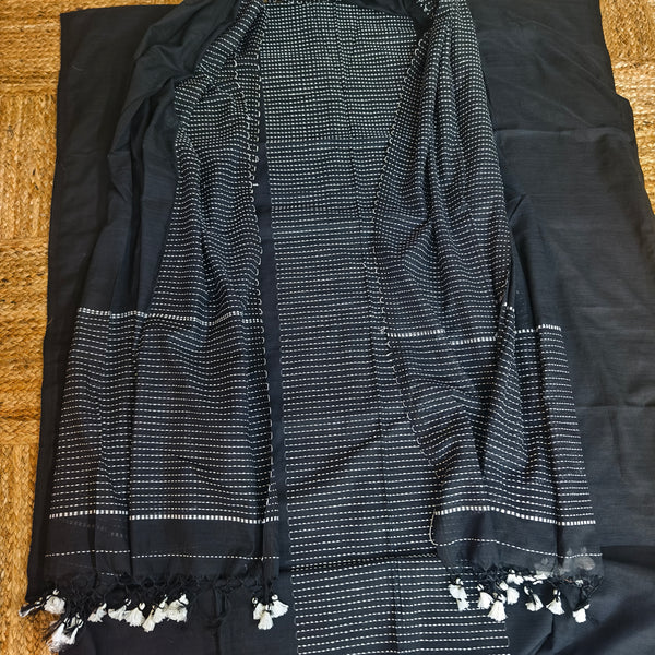 Black and White Kurta Dupatta Set