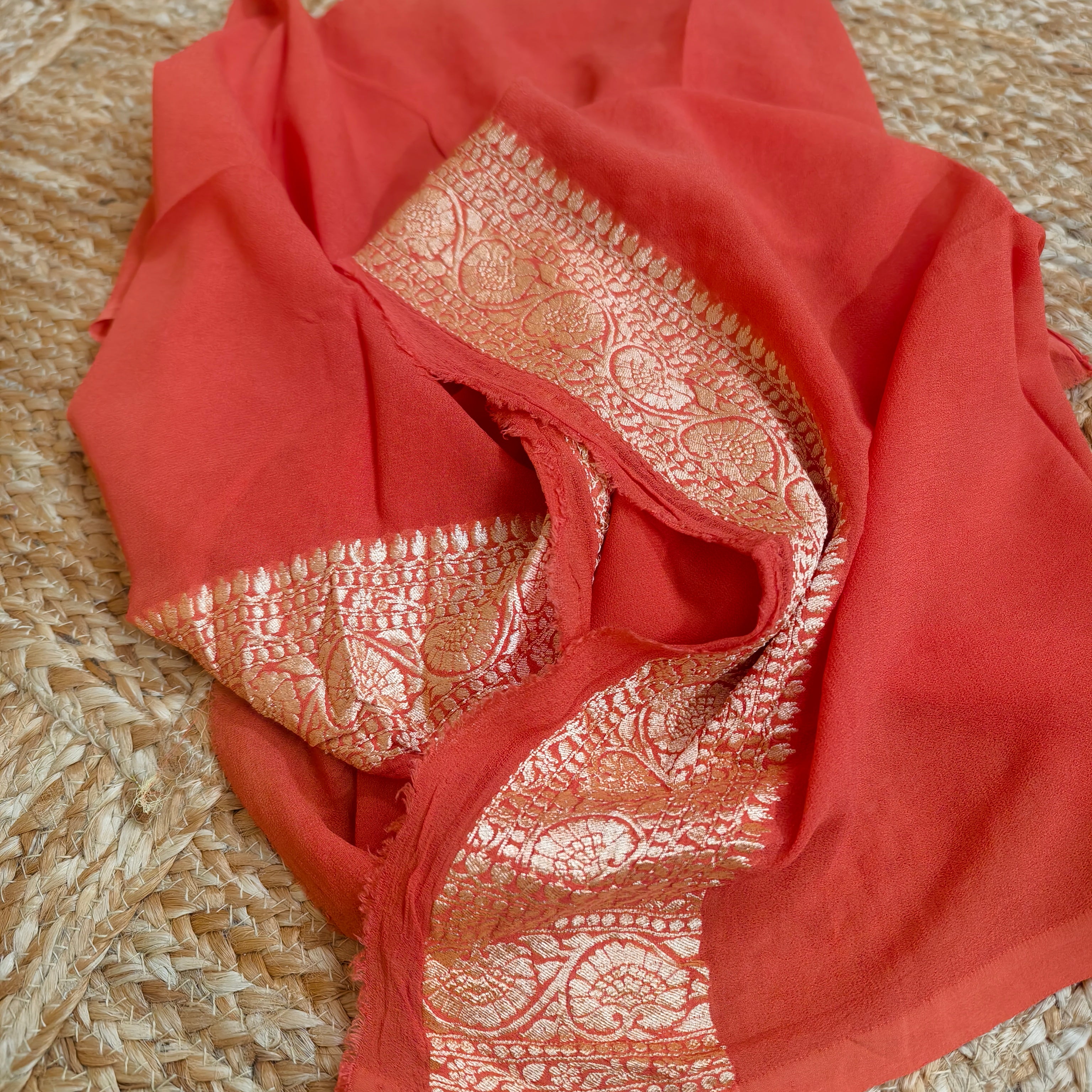 Pale Yellow Khaddi Georgette Saree