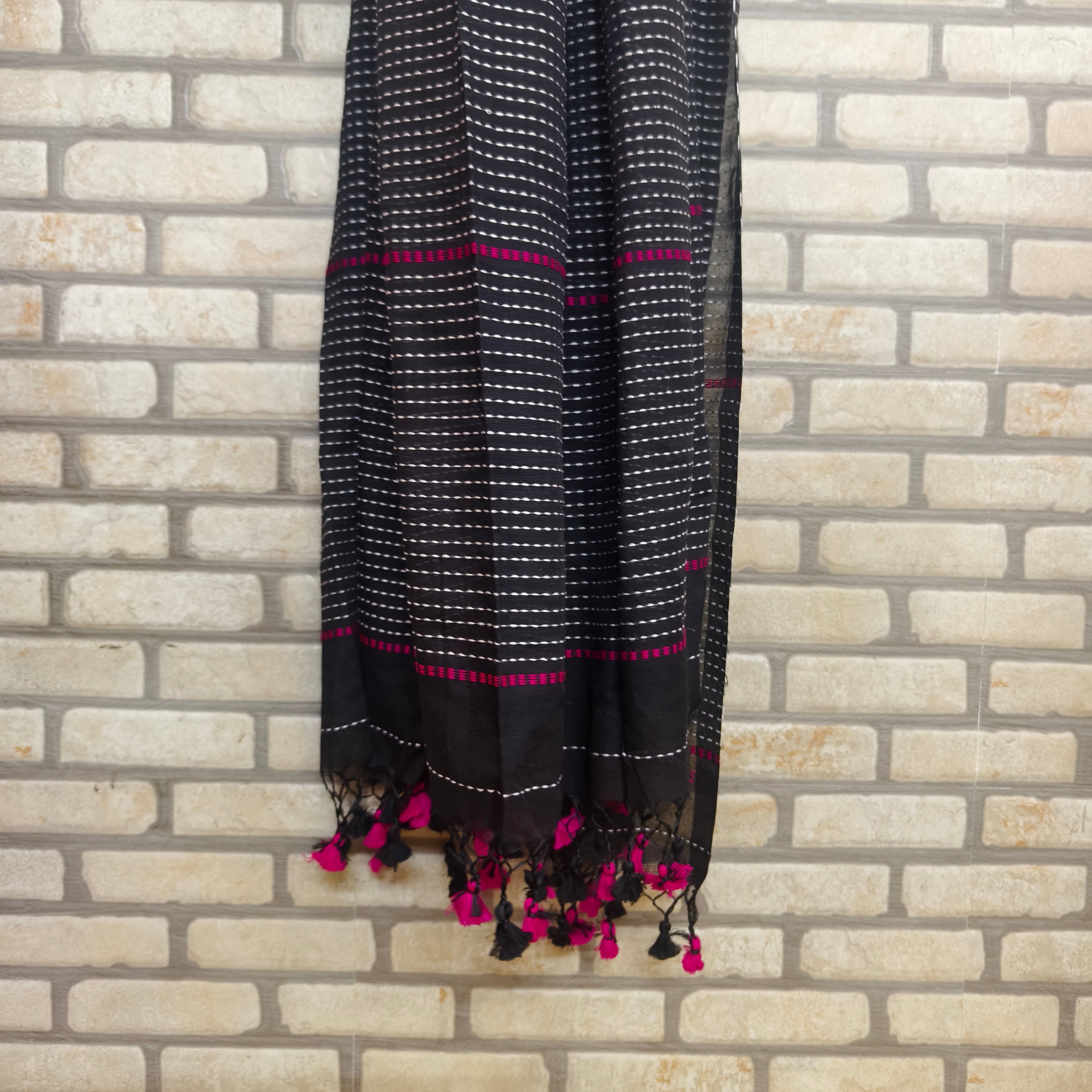 Black Cotton Kurta Dupatta Set