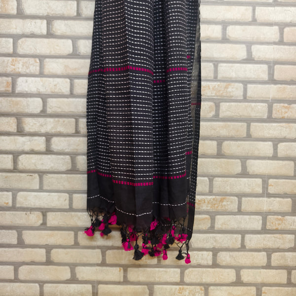 Black Cotton Kurta Dupatta Set