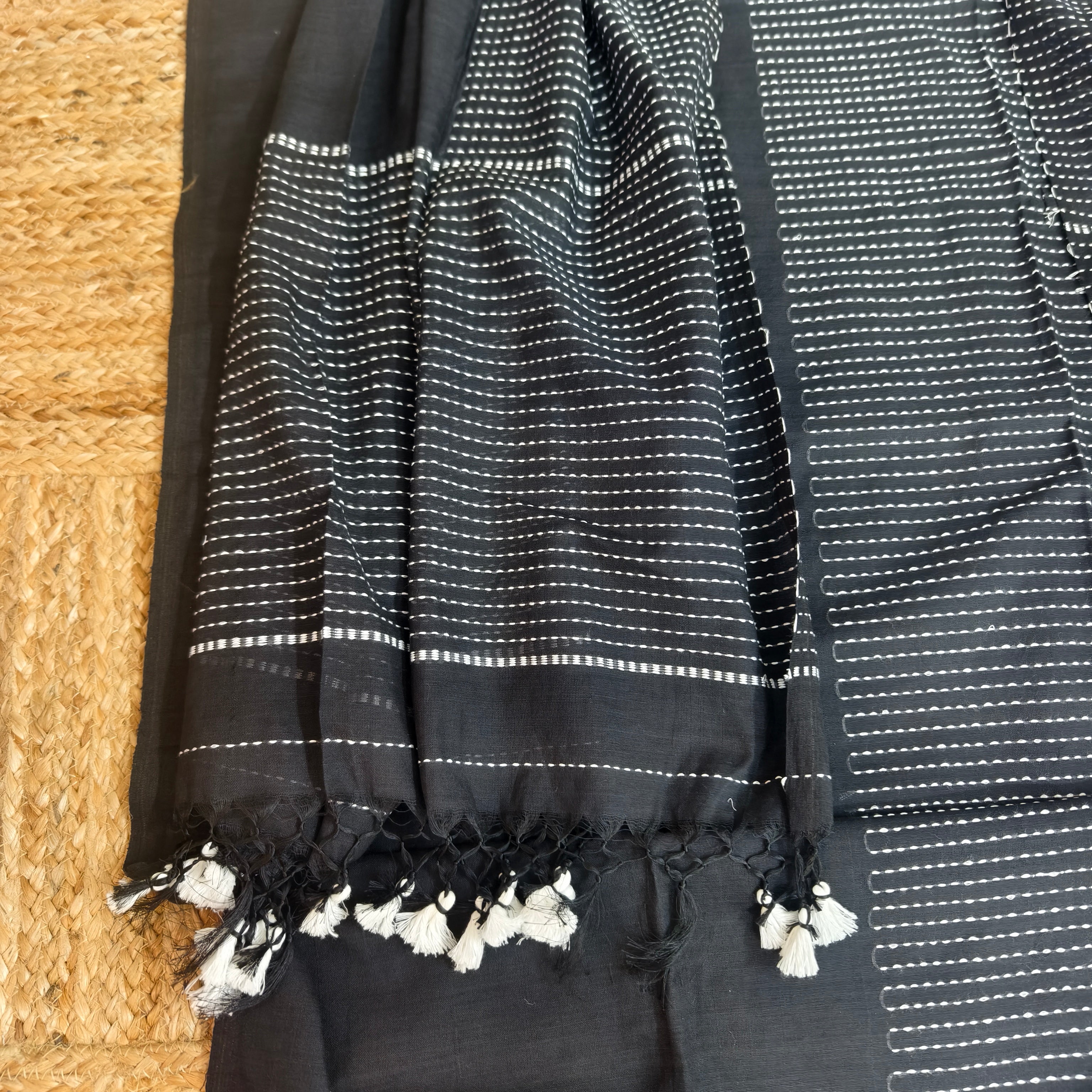 Black and White Kurta Dupatta Set