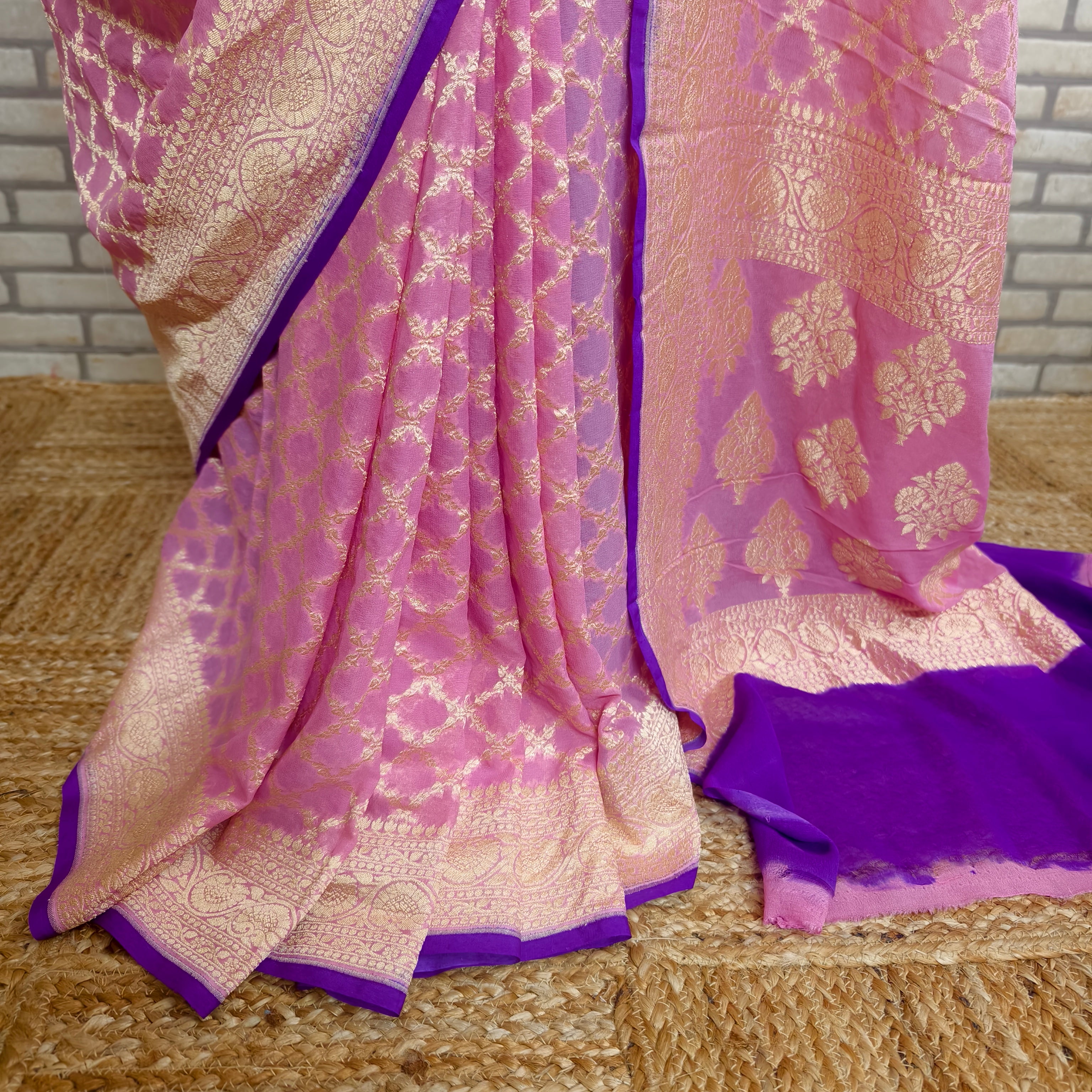 Baby Pink Khaddi Georgette Saree