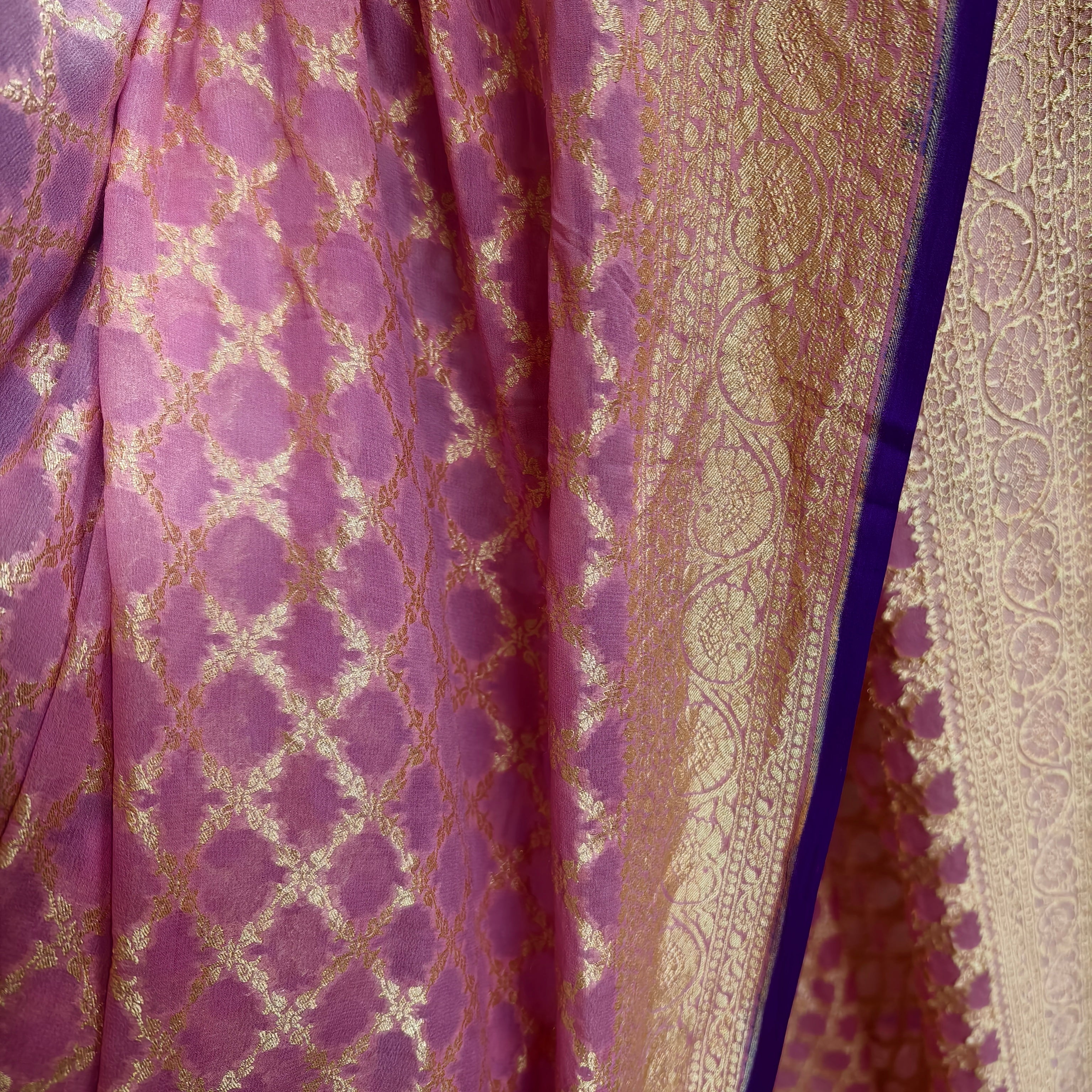 Baby Pink Khaddi Georgette Saree