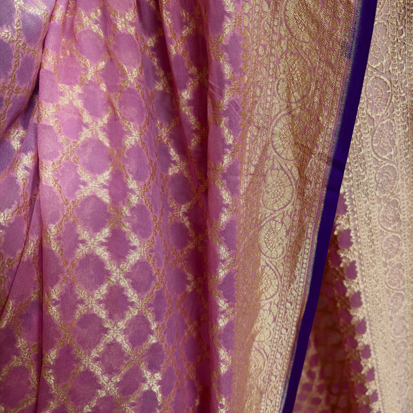 Baby Pink Khaddi Georgette Saree