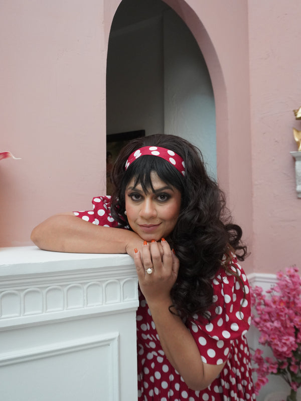 Red Rayon Polka Dots One Piece