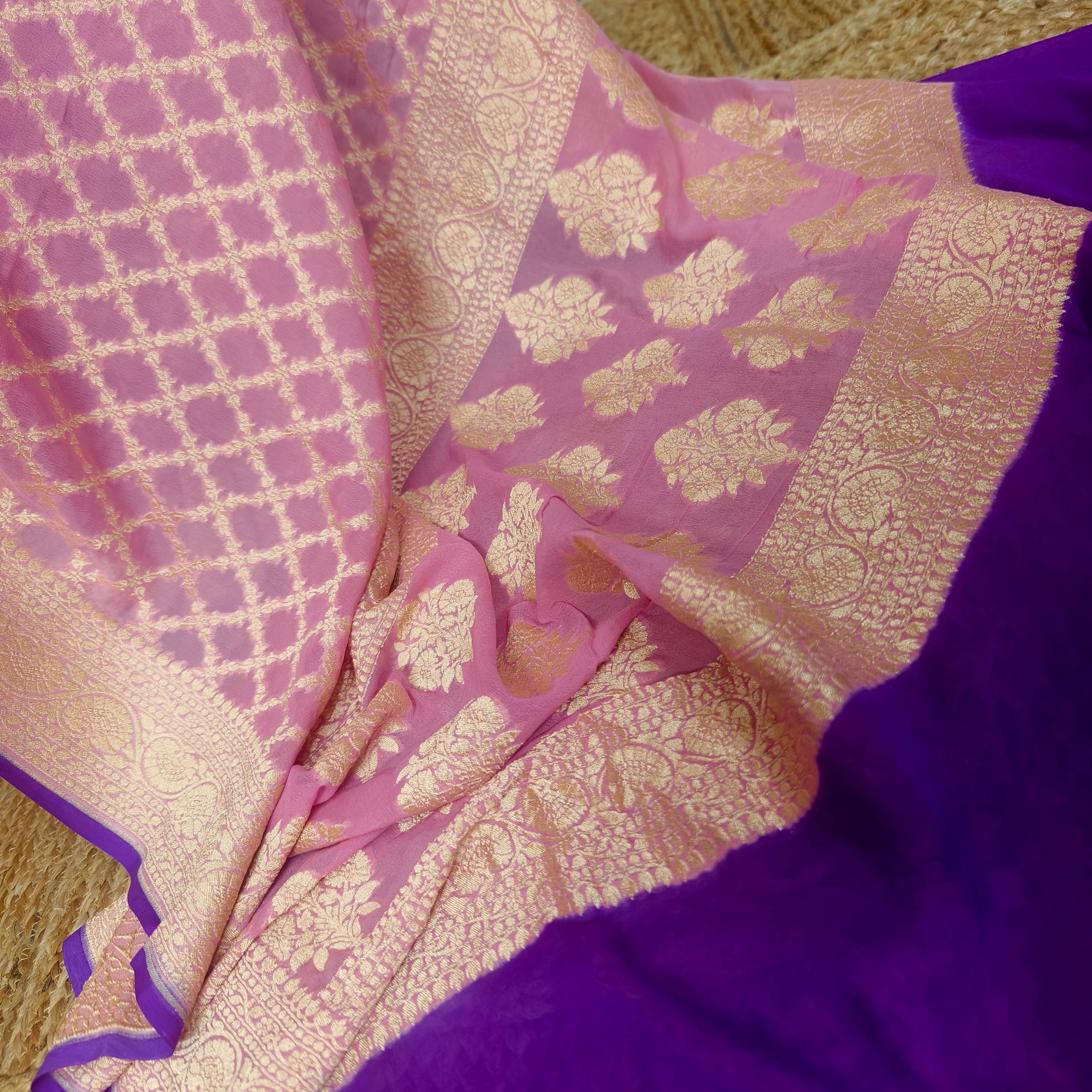 Baby Pink Khaddi Georgette Saree