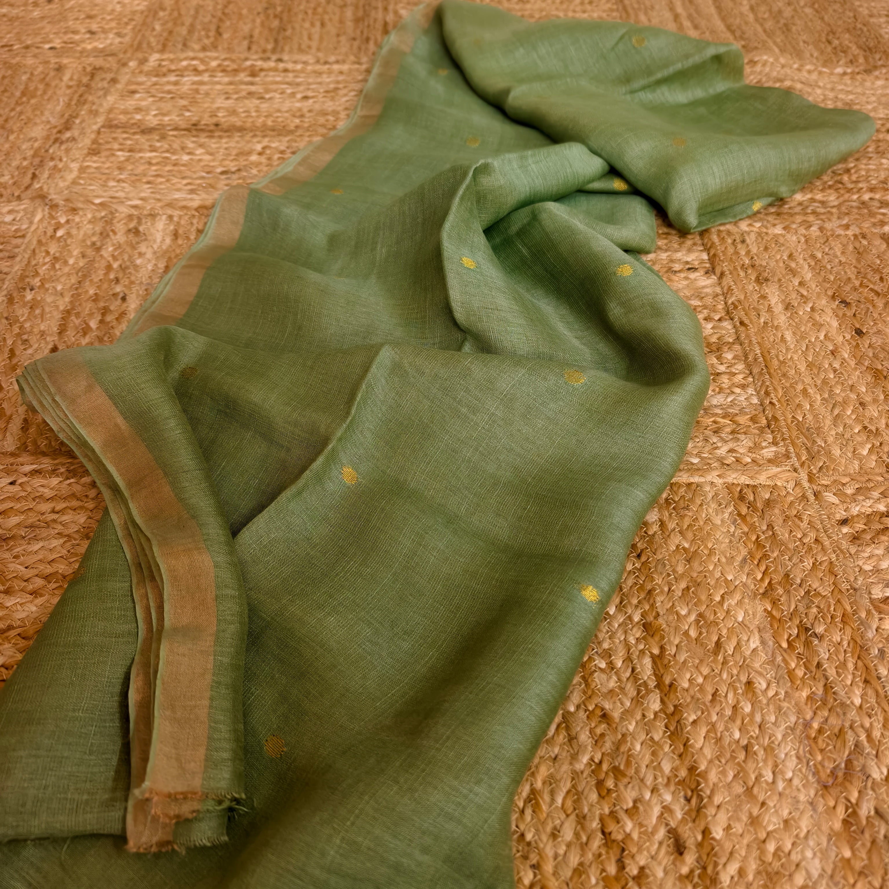 Pastel Green Linen Kurta Dupatta Set
