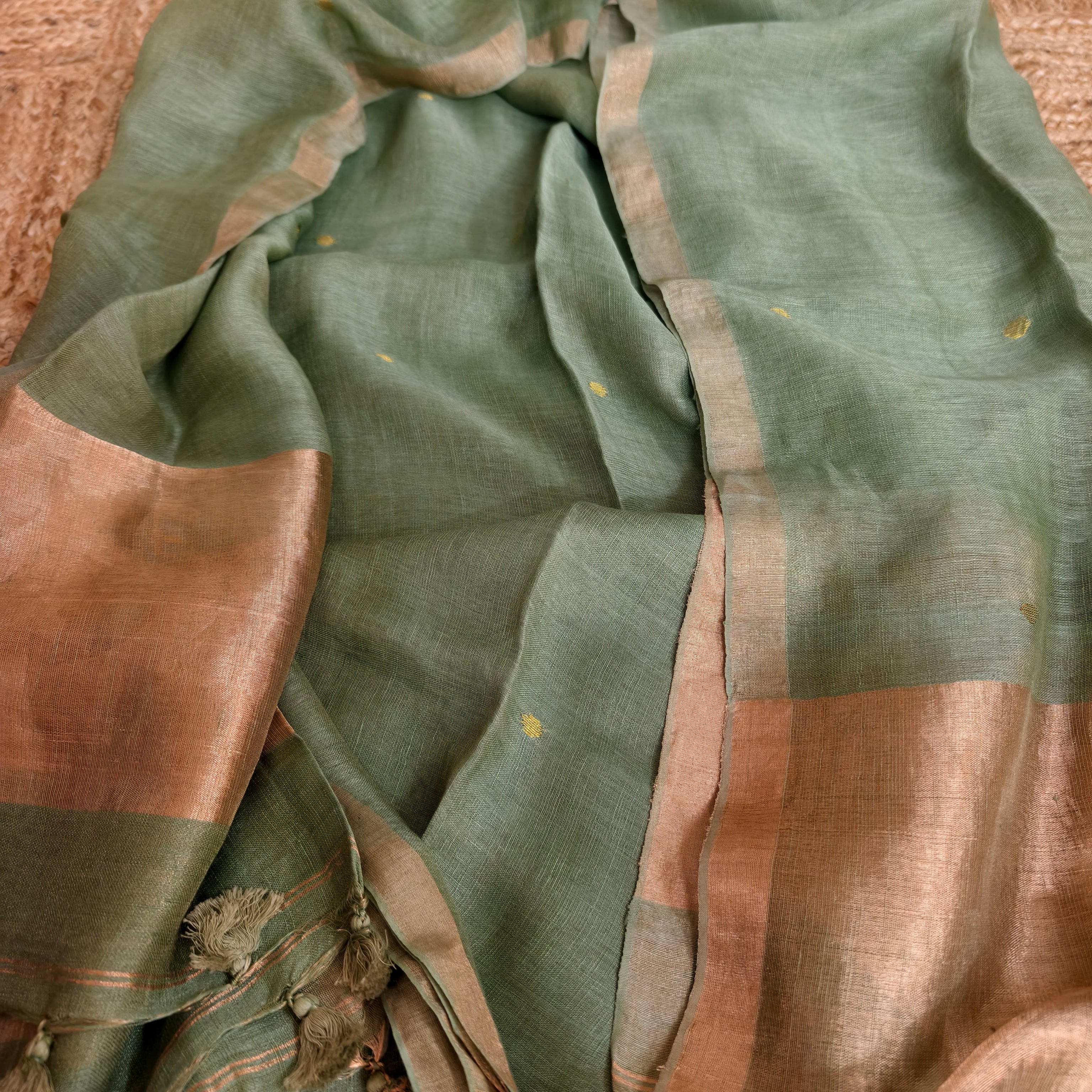 Pastel Green Linen Kurta Dupatta Set