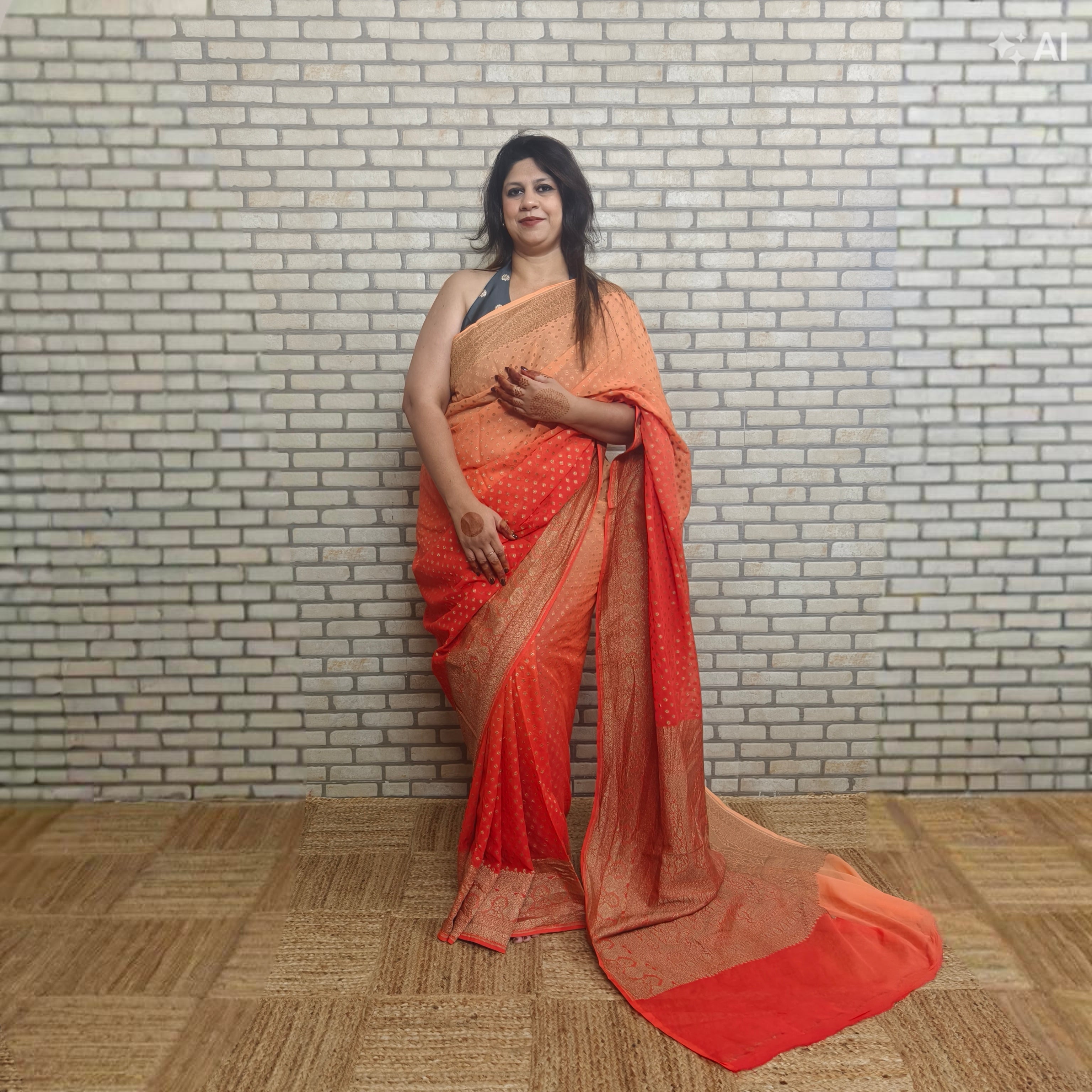 Shaded Faint and Dark Khaddi Georgette Saree
